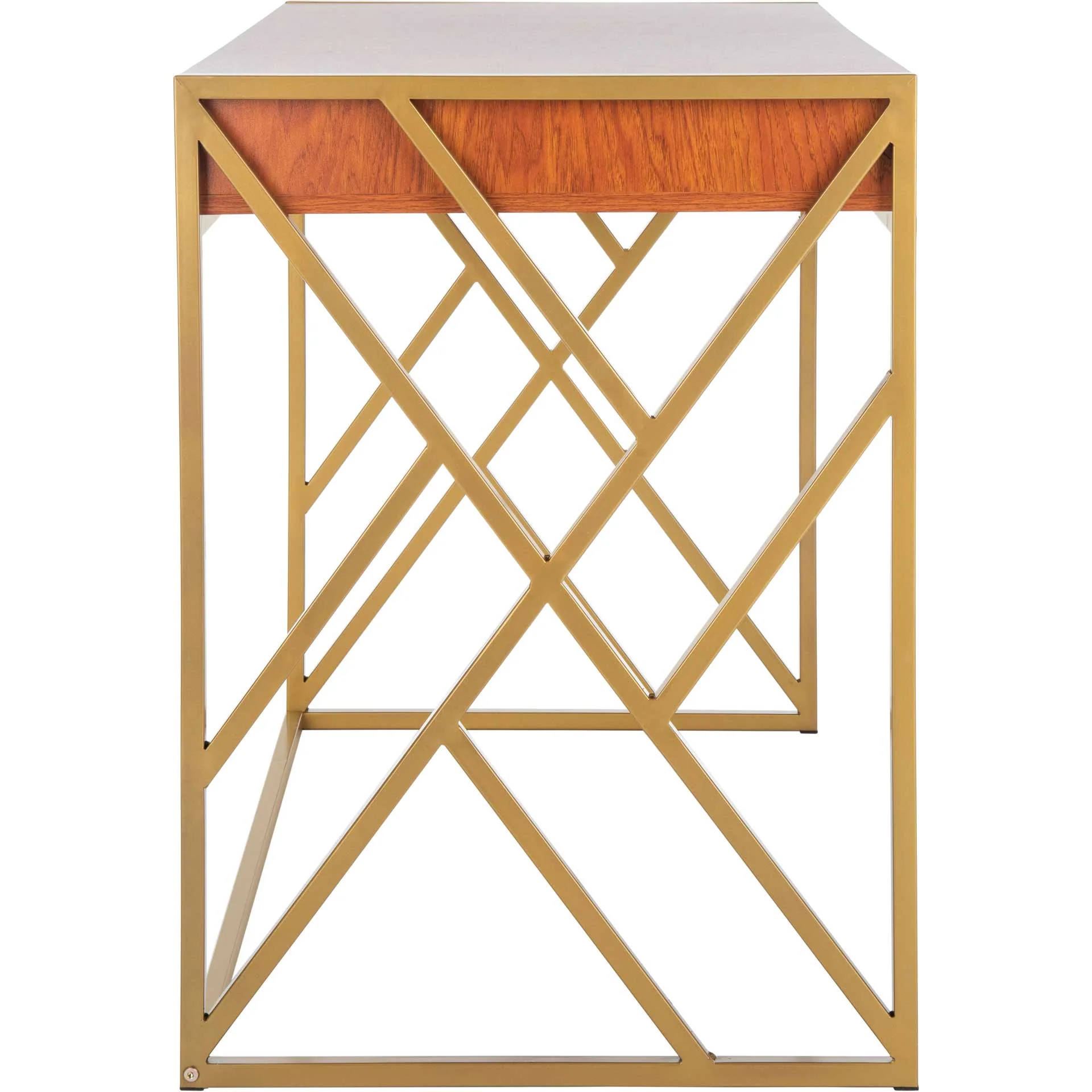 Elias 1 Drawer Desk Natural/Gold - Image 3