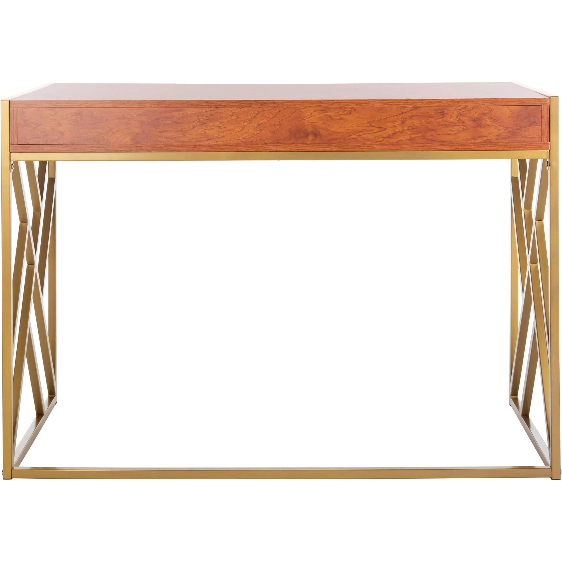 Elias 1 Drawer Desk Natural/Gold - Image 4