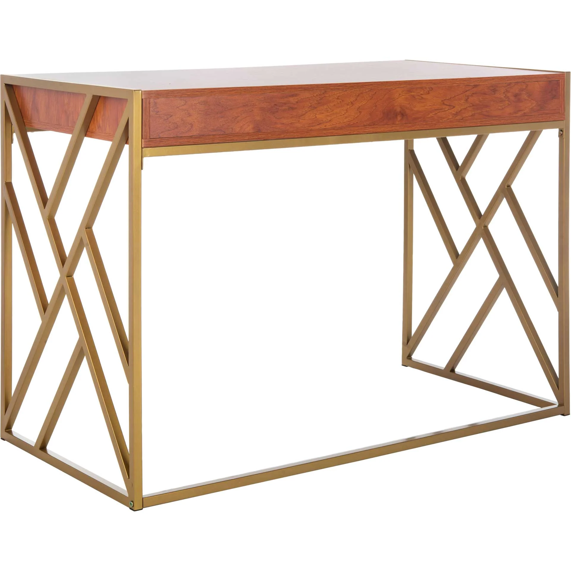 Elias 1 Drawer Desk Natural/Gold - Image 5
