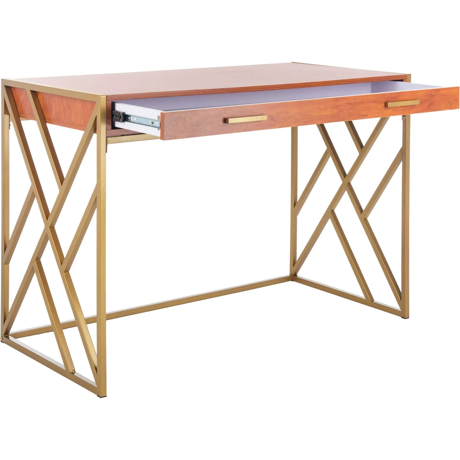 Elias 1 Drawer Desk Natural/Gold - Image 6