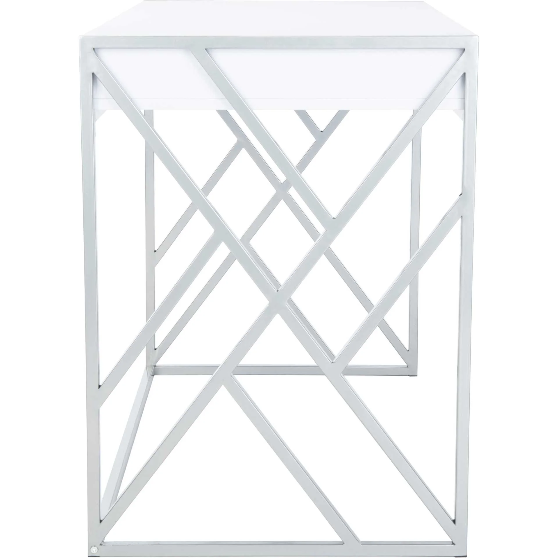 Elias 1 Drawer Desk White/Silver - Image 3