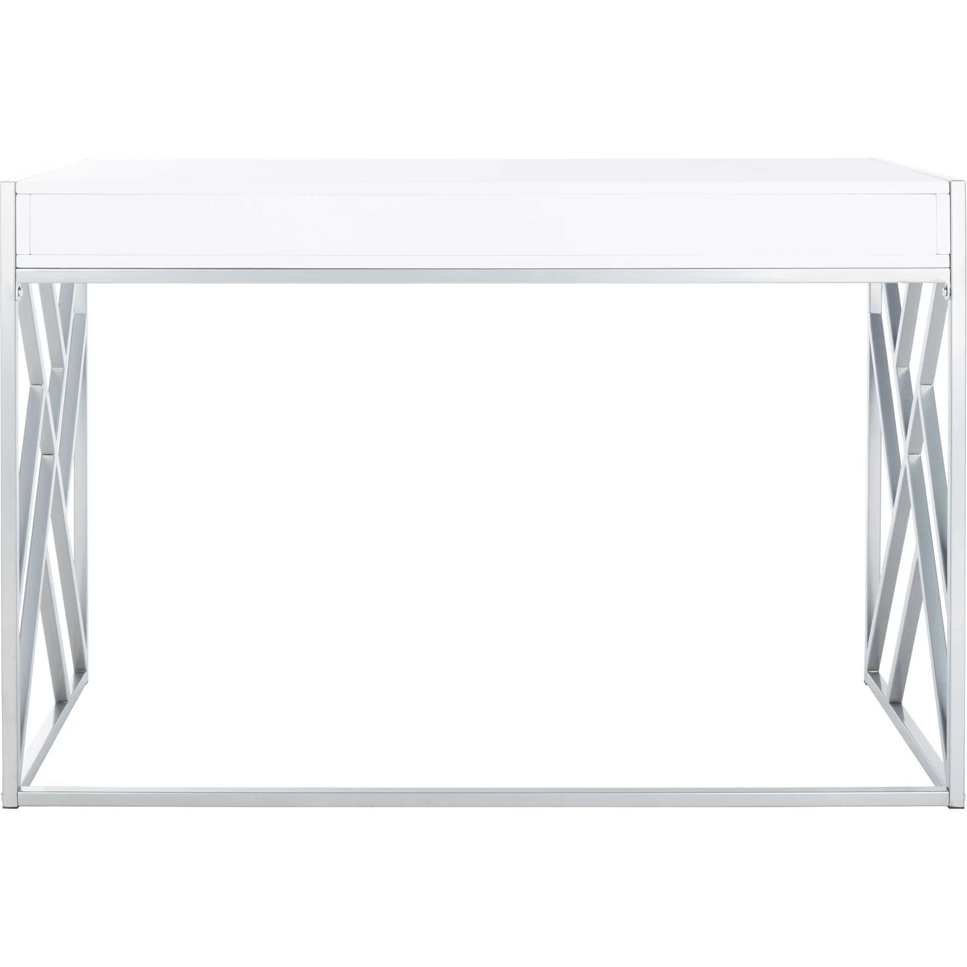 Elias 1 Drawer Desk White/Silver - Image 4