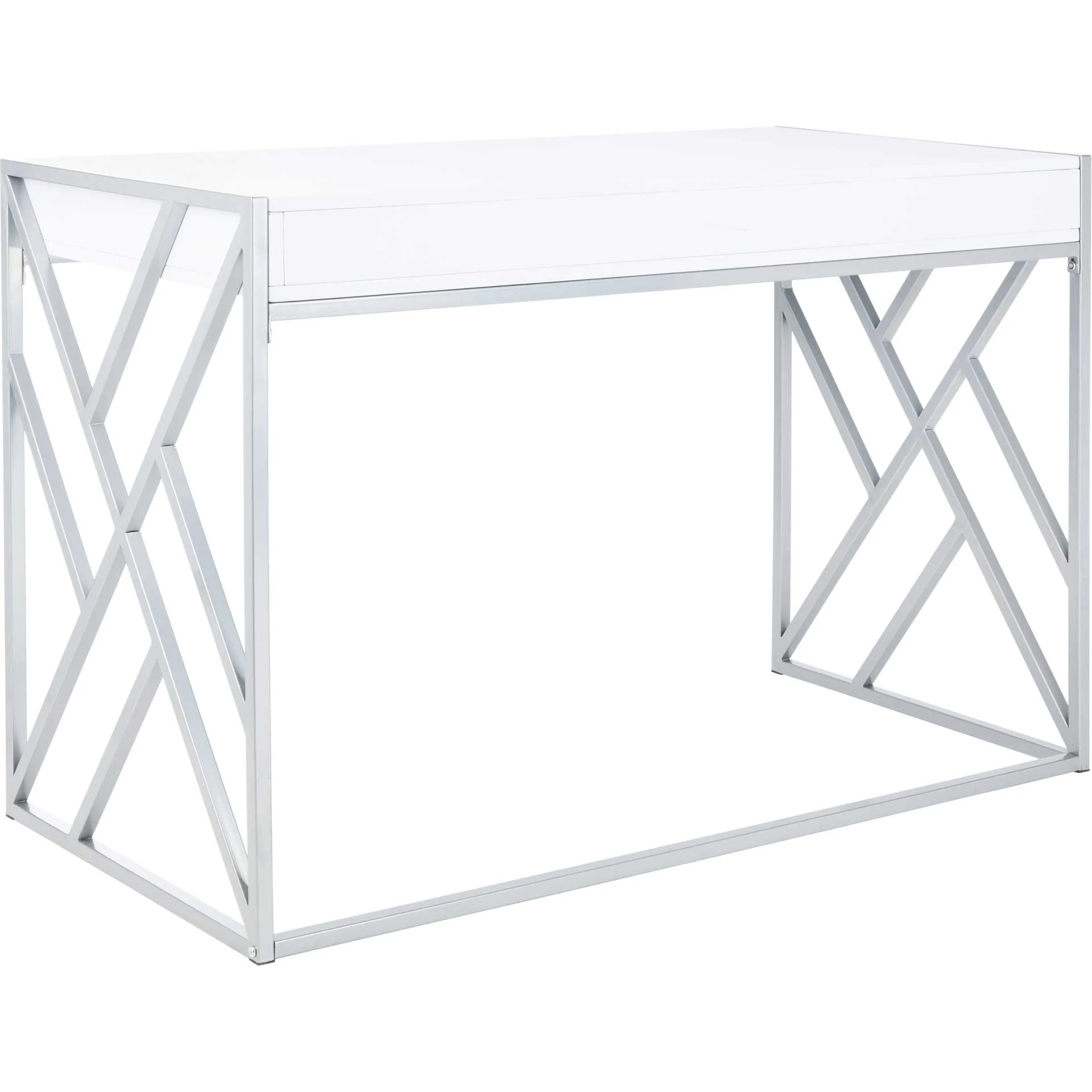 Elias 1 Drawer Desk White/Silver - Image 5
