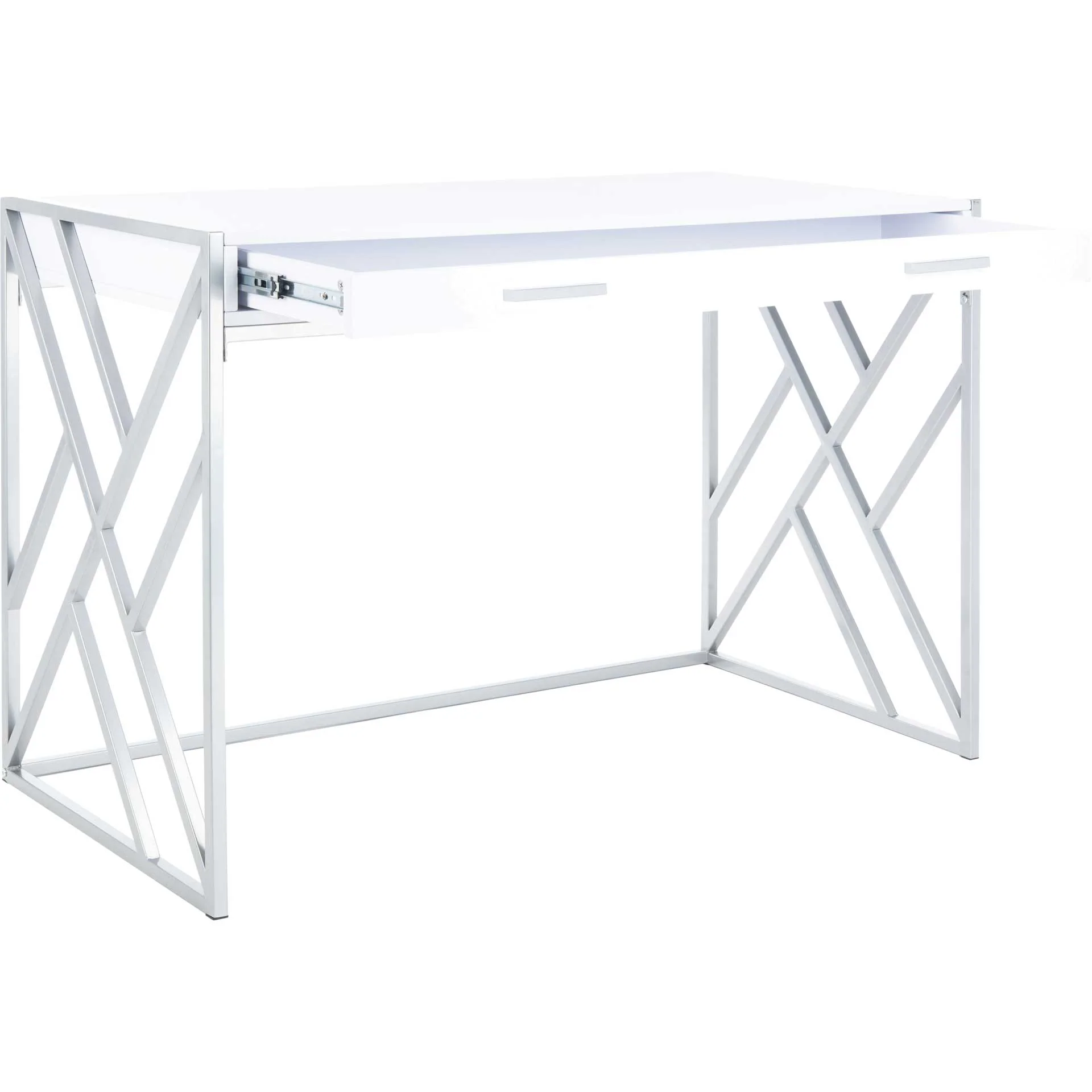 Elias 1 Drawer Desk White/Silver - Image 6