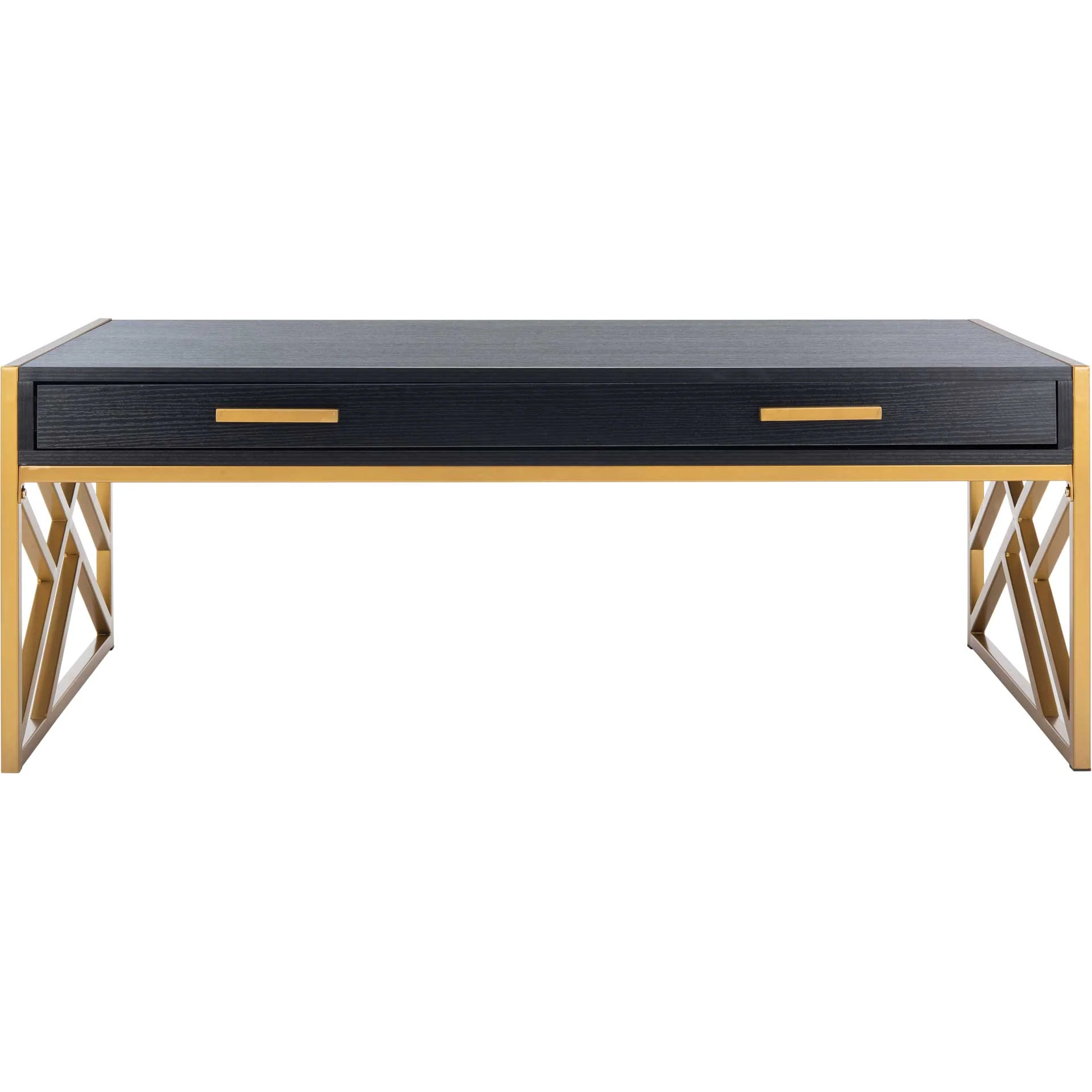 Elias 2 Drawer Coffee Table Black/Gold - Image 2