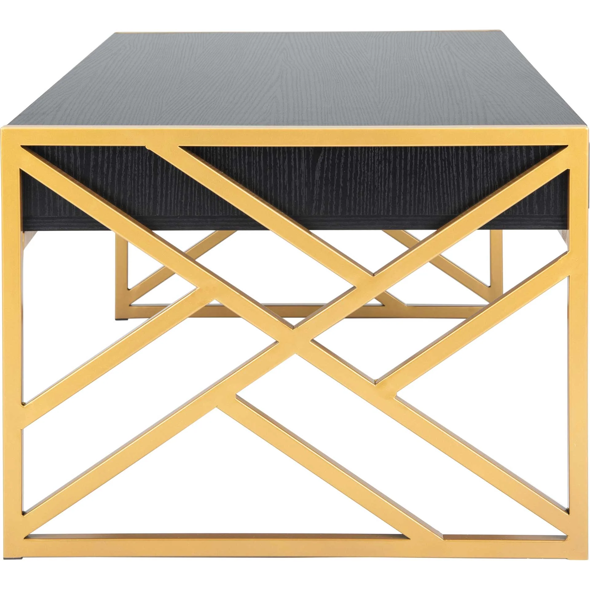 Elias 2 Drawer Coffee Table Black/Gold - Image 3