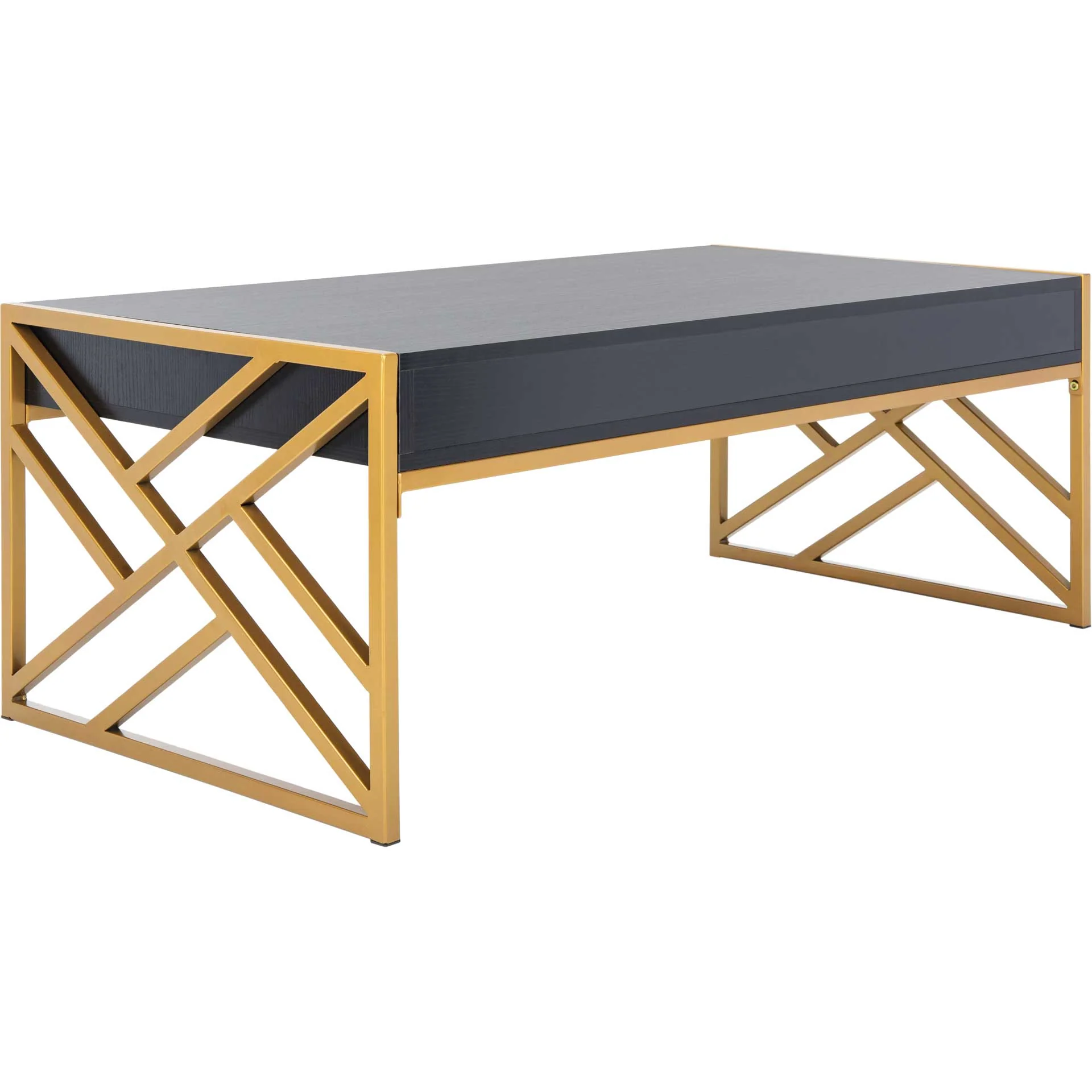 Elias 2 Drawer Coffee Table Black/Gold - Image 5