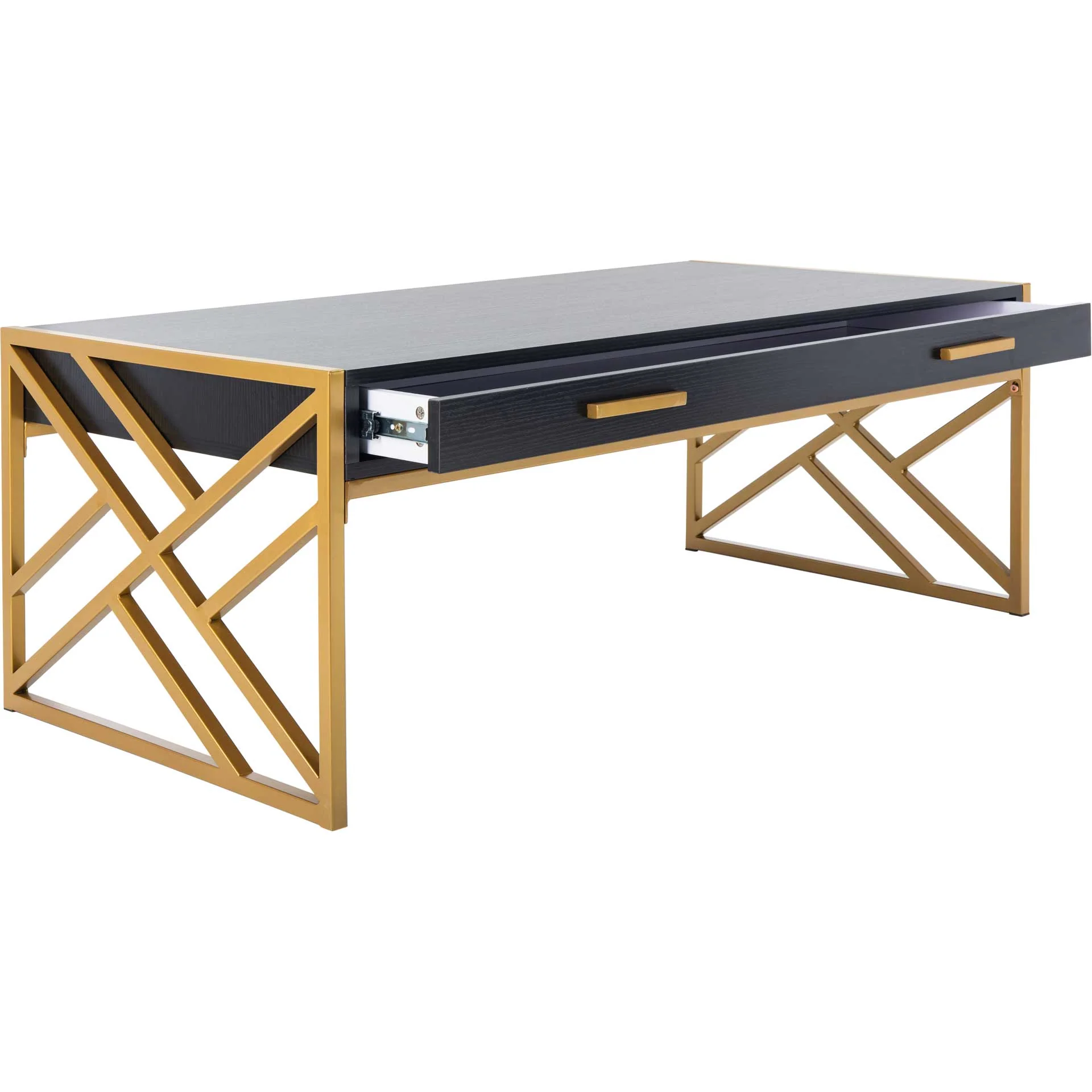 Elias 2 Drawer Coffee Table Black/Gold - Image 6