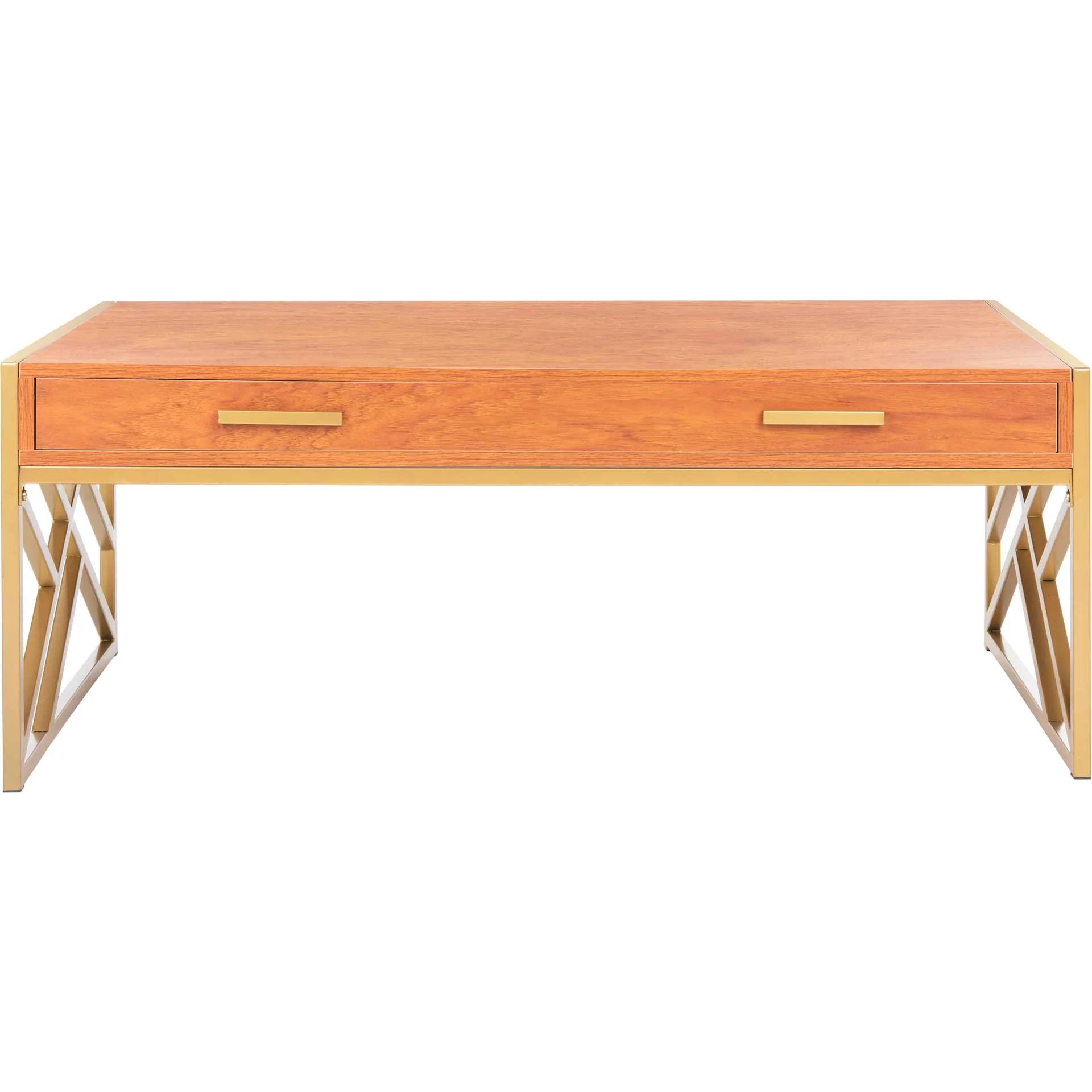 Elias 2 Drawer Coffee Table Natural/Gold - Image 2