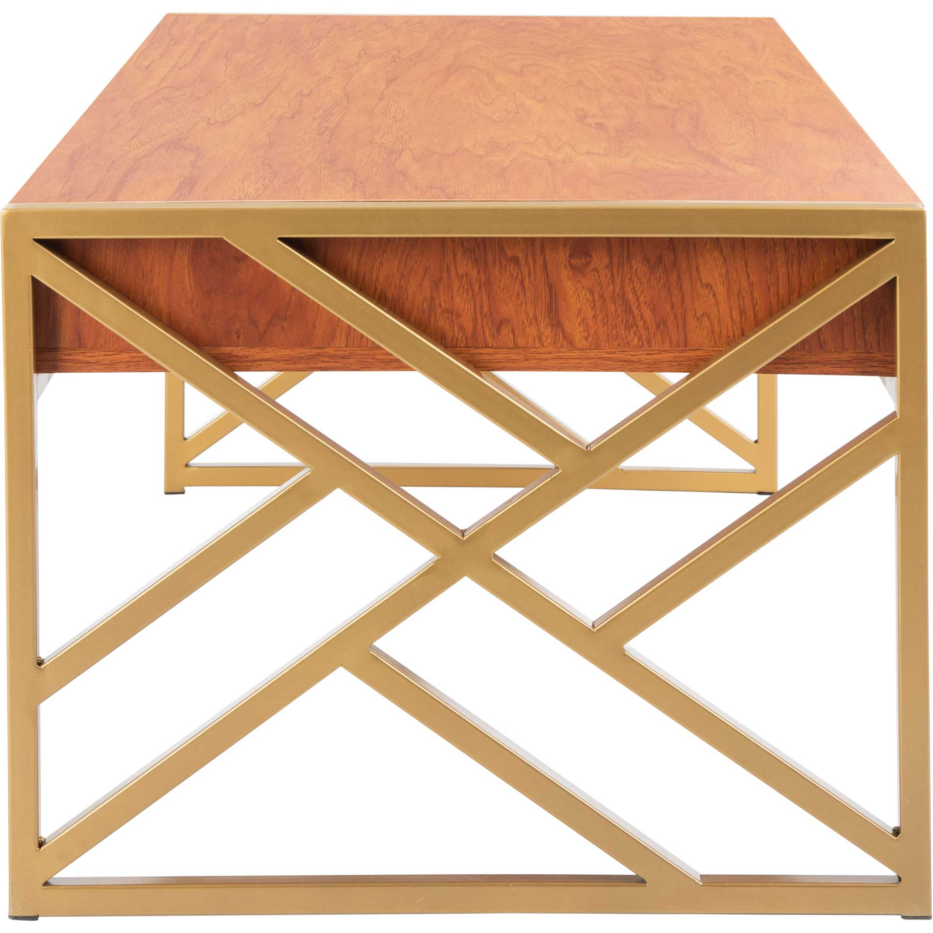 Elias 2 Drawer Coffee Table Natural/Gold - Image 3