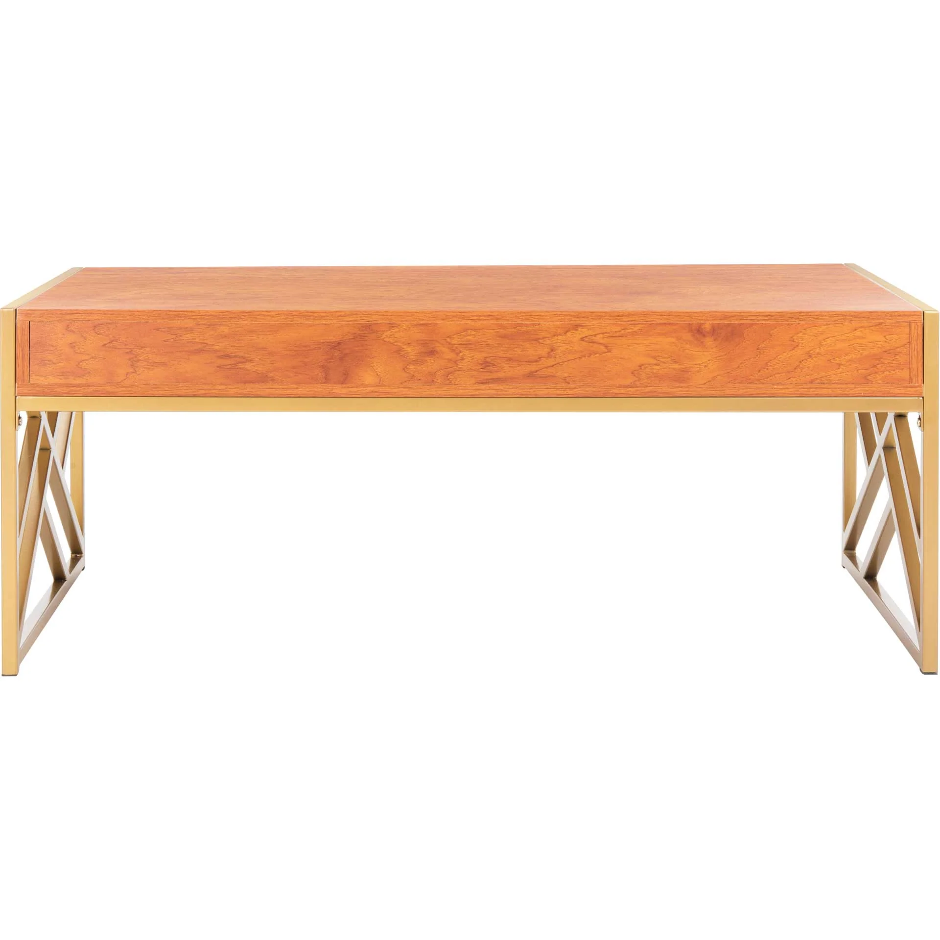 Elias 2 Drawer Coffee Table Natural/Gold - Image 4