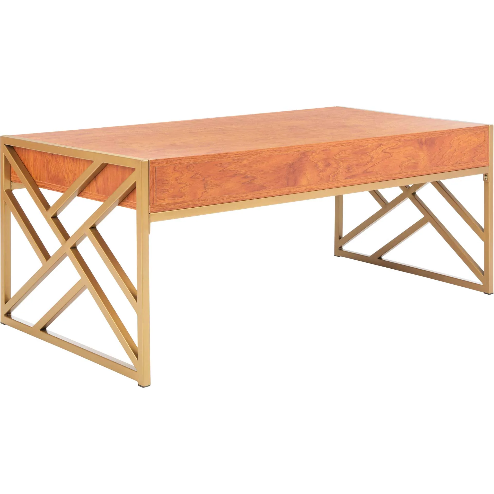 Elias 2 Drawer Coffee Table Natural/Gold - Image 5