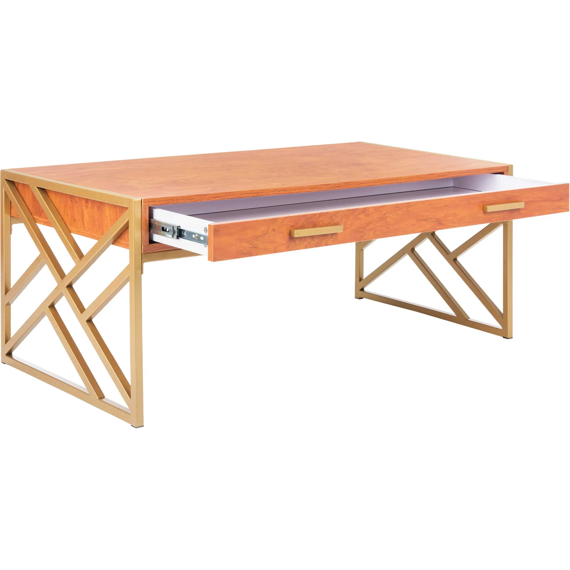 Elias 2 Drawer Coffee Table Natural/Gold - Image 6