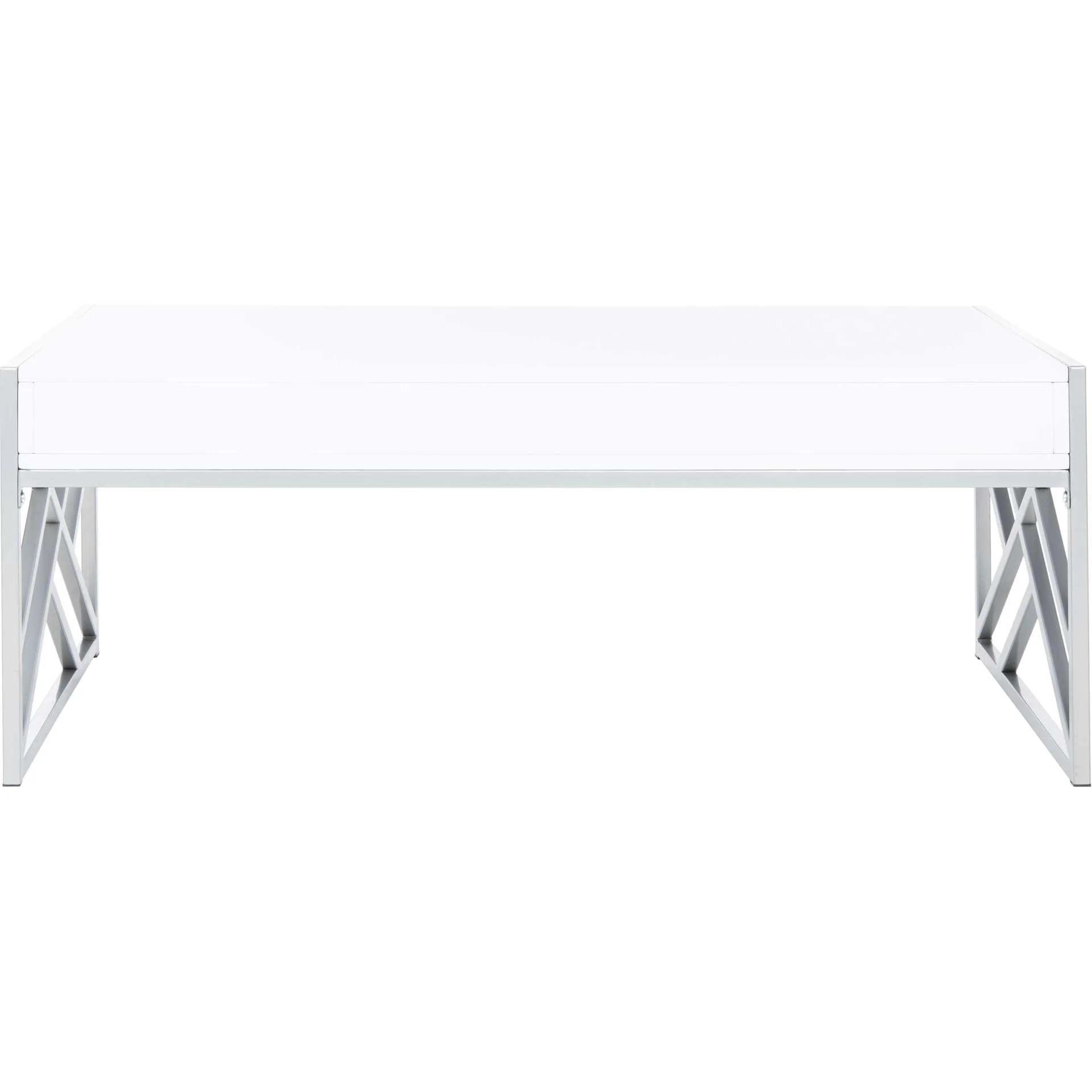 Elias 2 Drawer Coffee Table White/Silver - Image 4