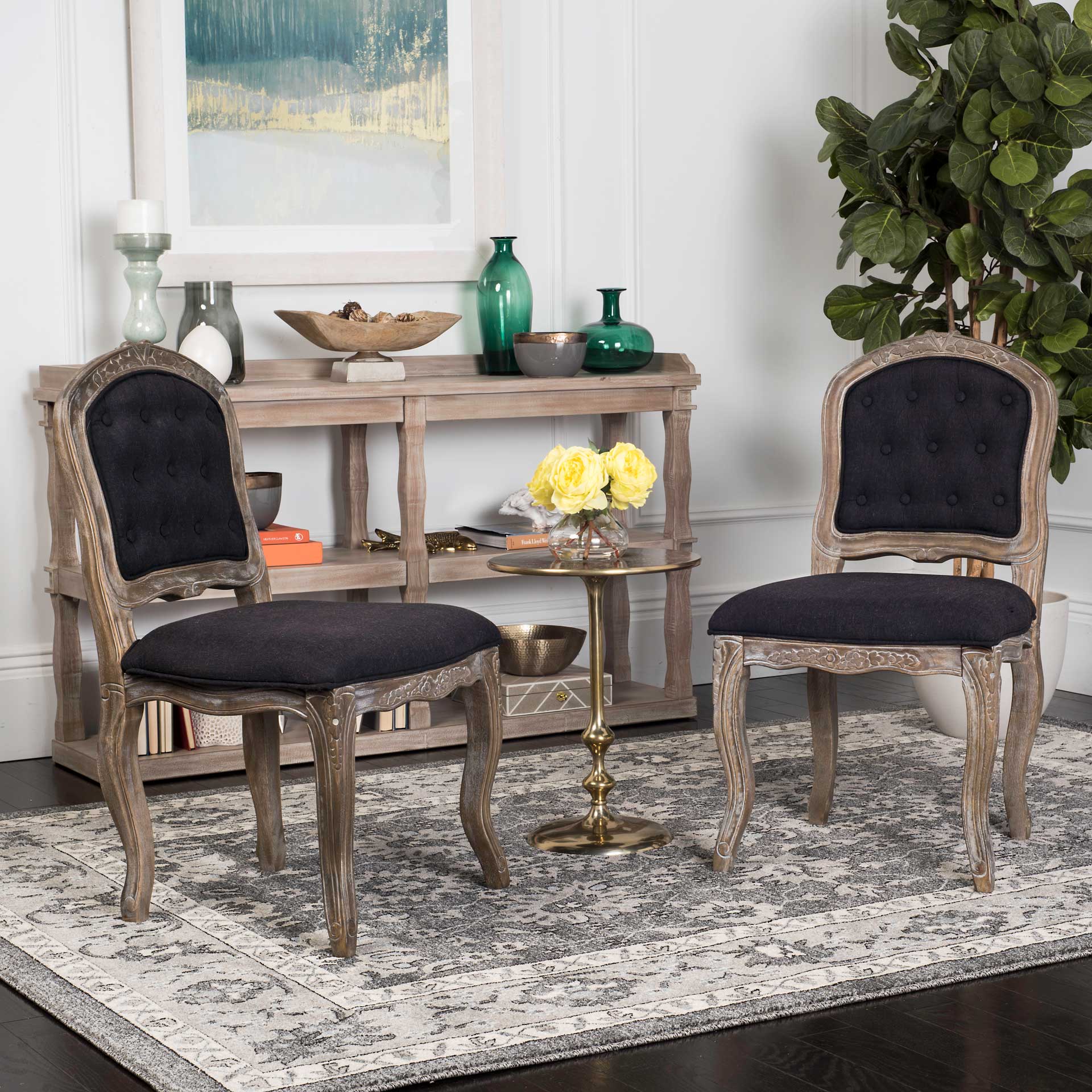 Eliezer Dining Chair Black/Rustic Oak (Set of 2) - Image 9