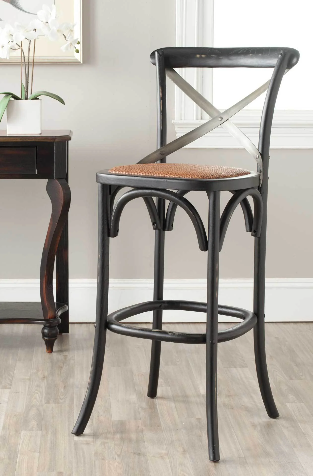 Elisabeth X Back Bar Stool Distressed Hickory/Medium Brown - Image 5