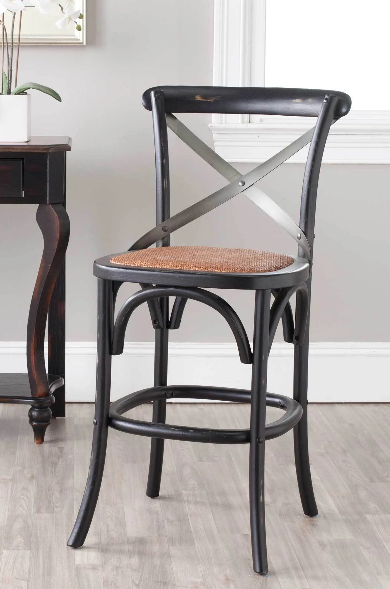 Elisabeth X Back Bar Stool Distressed Hickory/Medium Brown - Image 9