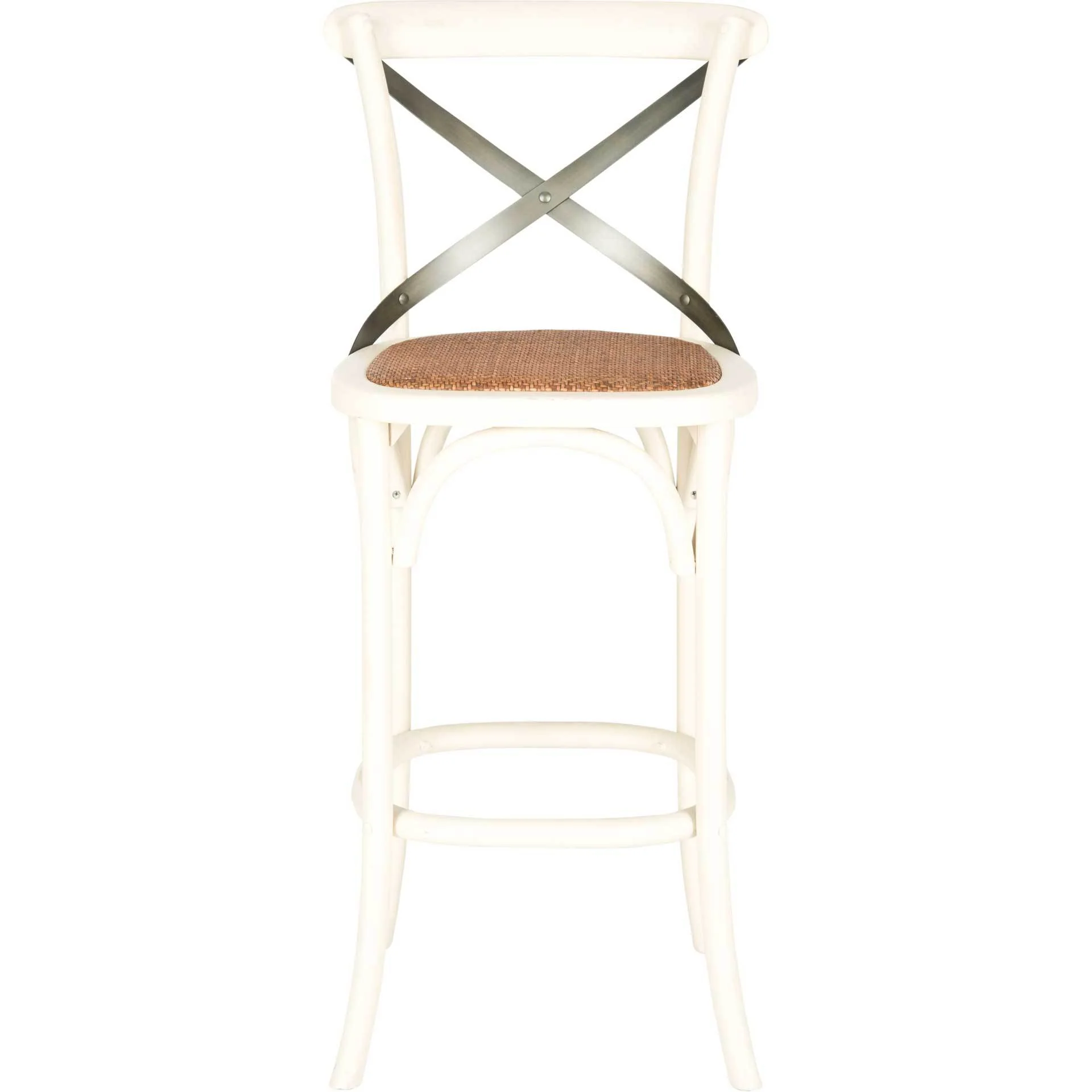 Elisabeth X Back Bar Stool Distressed Ivory/Medium Brown - Image 2