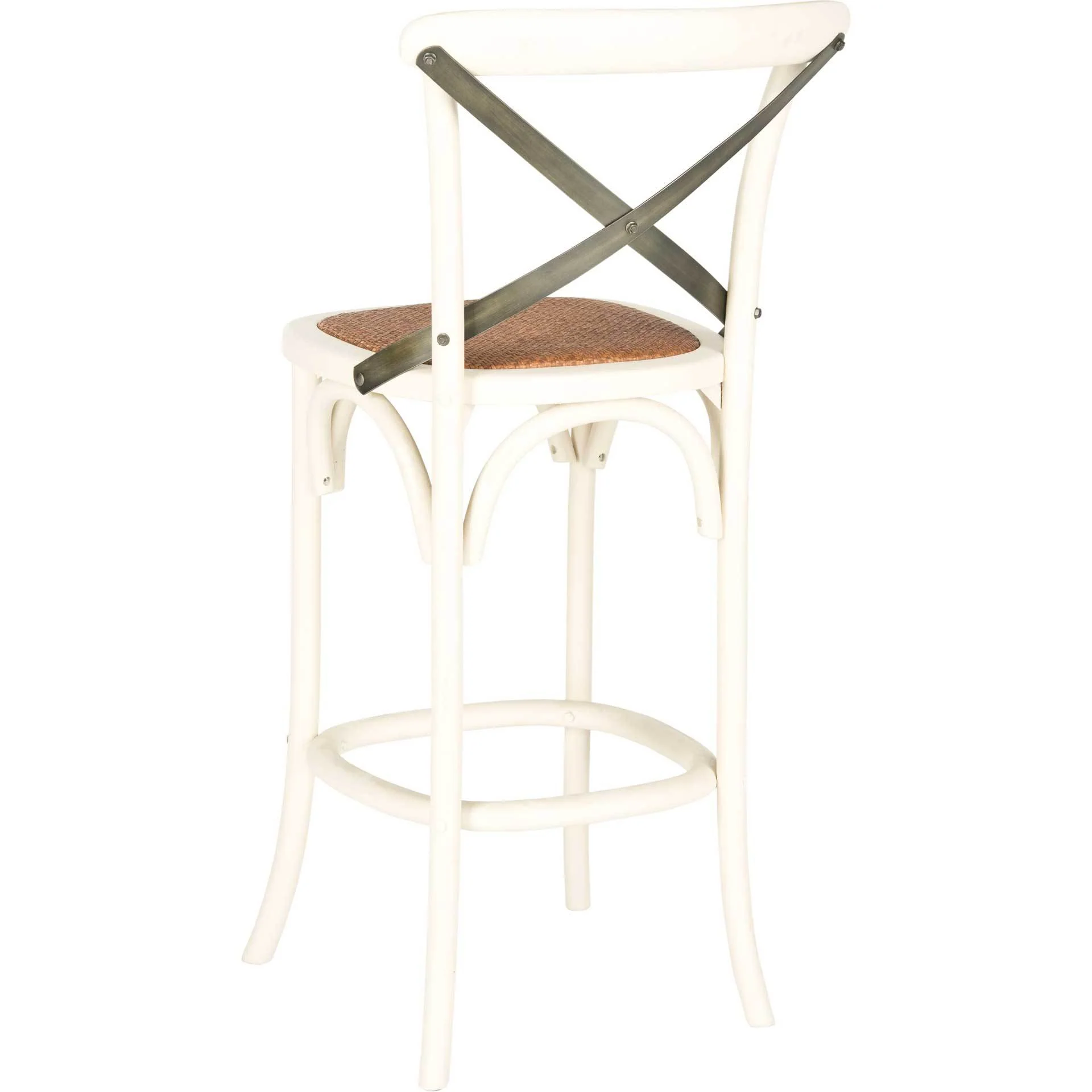 Elisabeth X Back Bar Stool Distressed Ivory/Medium Brown - Image 3