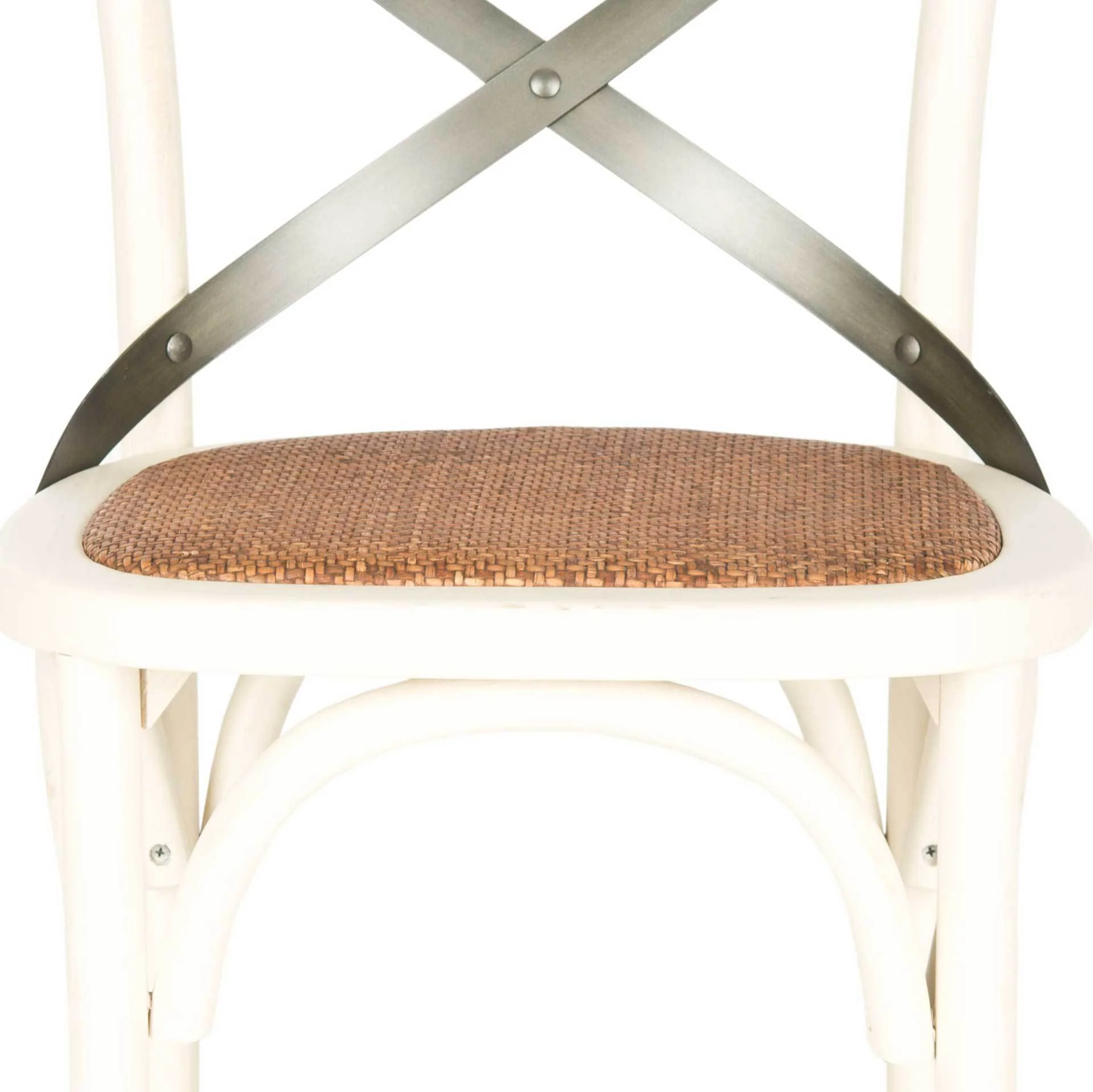 Elisabeth X Back Bar Stool Distressed Ivory/Medium Brown - Image 4