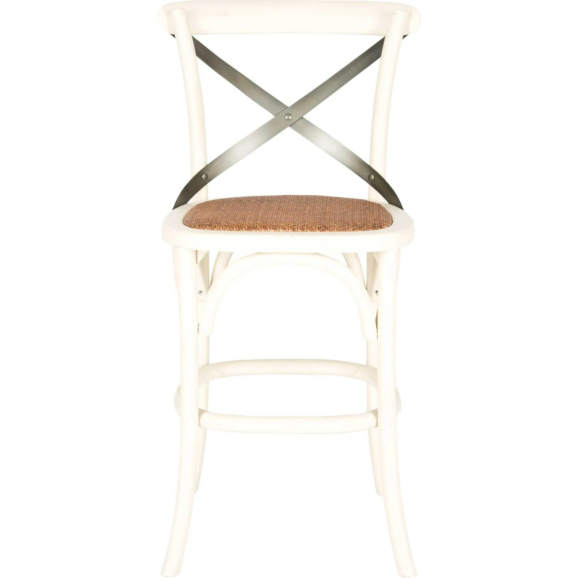 Elisabeth X Back Bar Stool Distressed Ivory/Medium Brown - Image 7