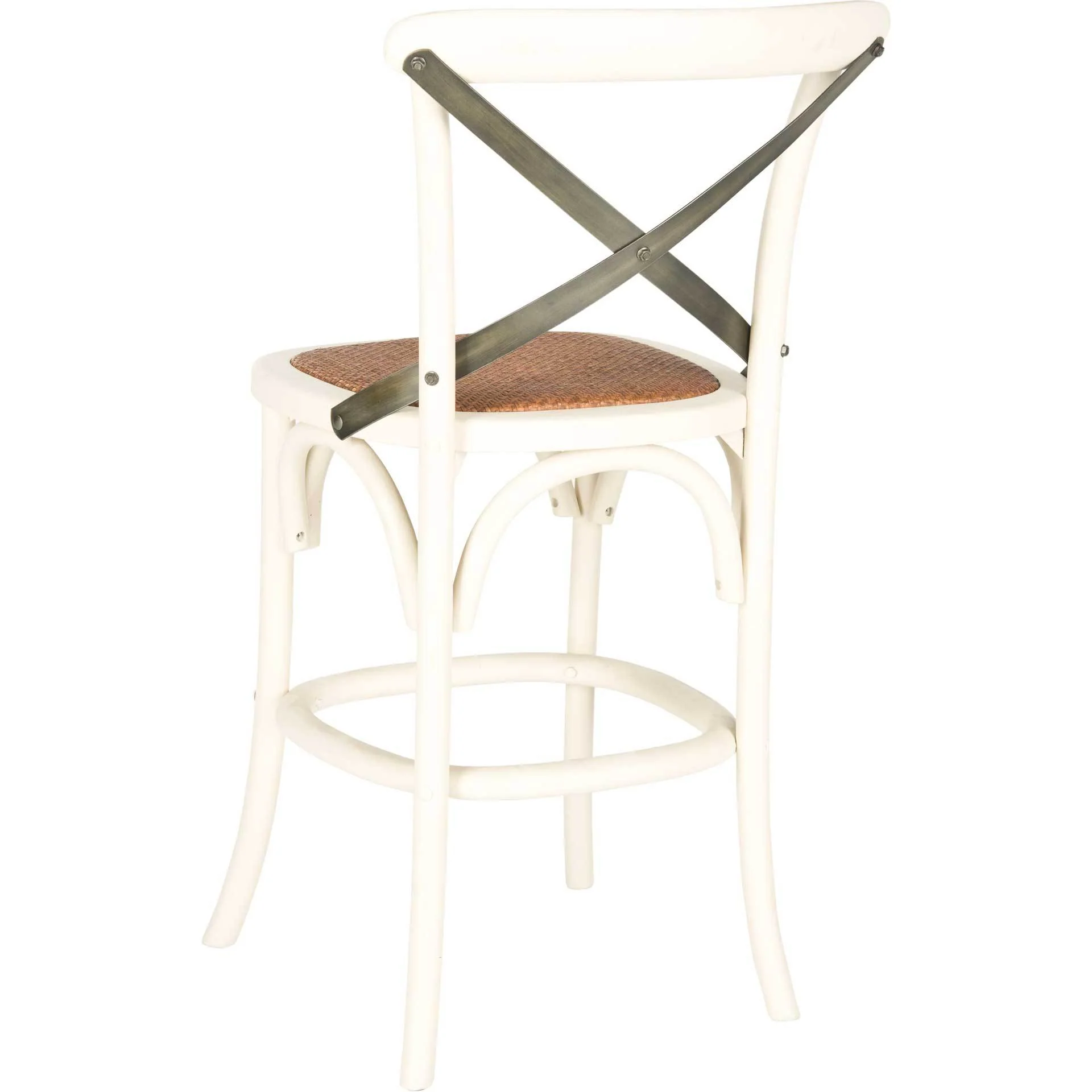 Elisabeth X Back Bar Stool Distressed Ivory/Medium Brown - Image 8