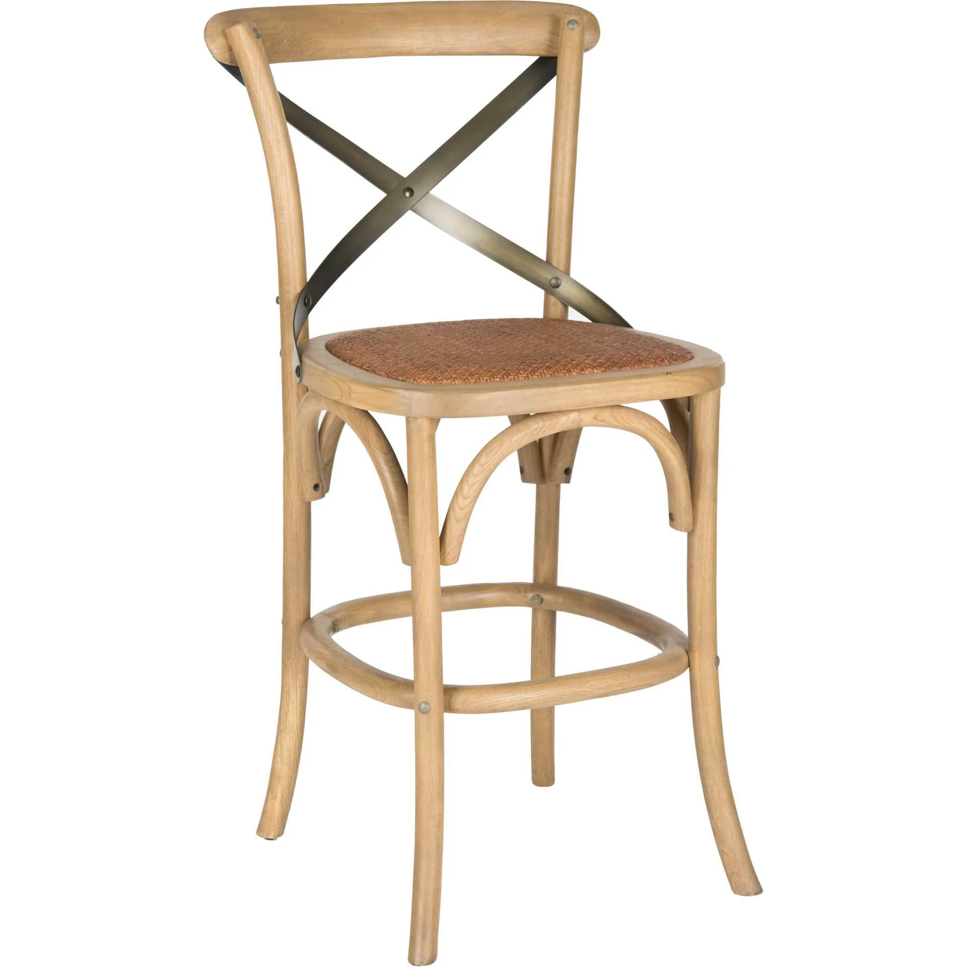 Elisabeth X Back Bar Stool Weathered Oak/Medium Brown - Image 6