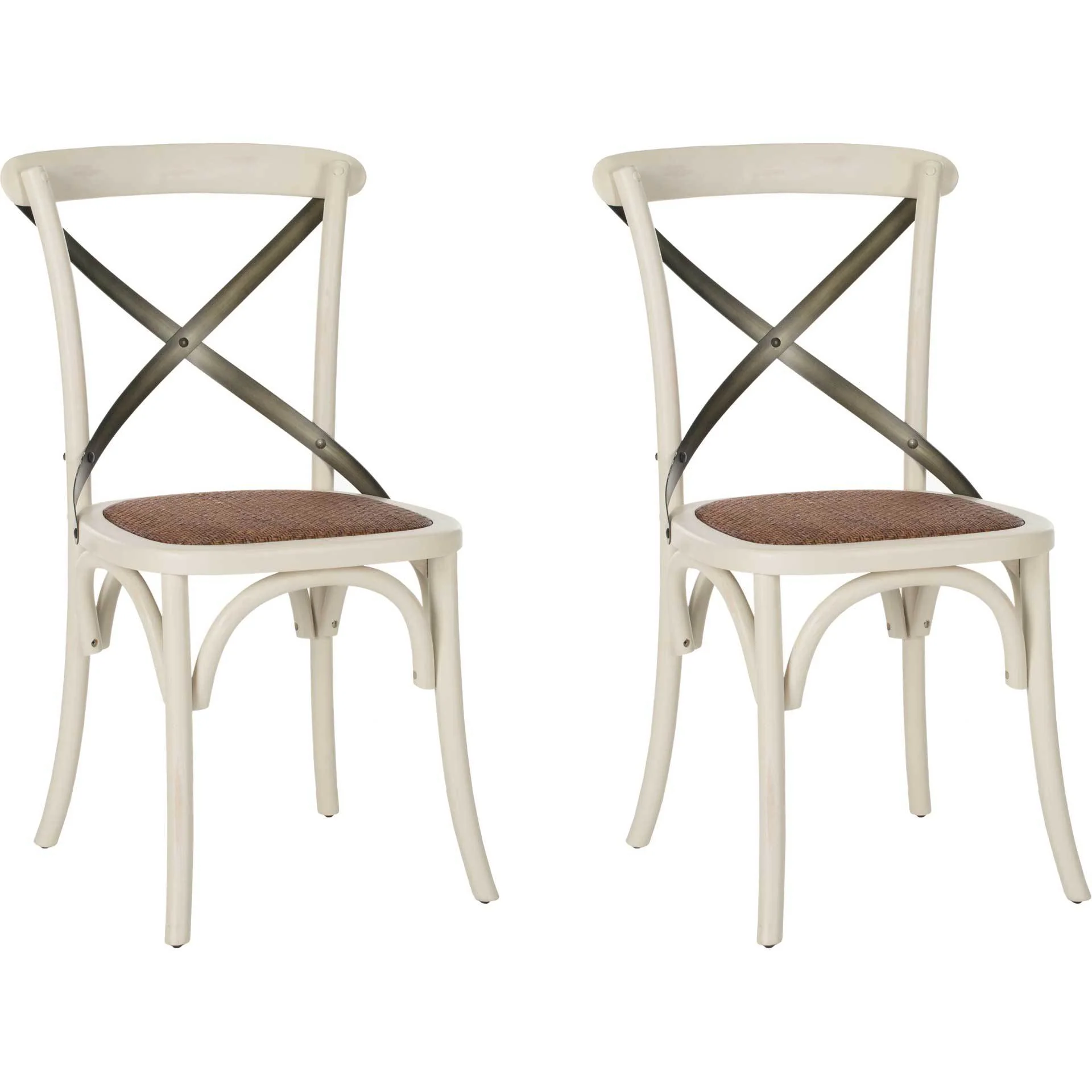 Elisabeth X Back Farmhouse Side Chair Distressed Ivory (Set of 2) - Image 2