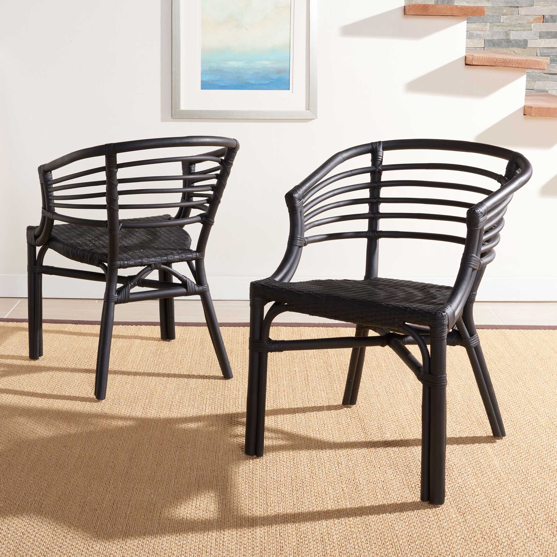Elisio Rattan Dining Chair Black (Set of 2) - Image 7