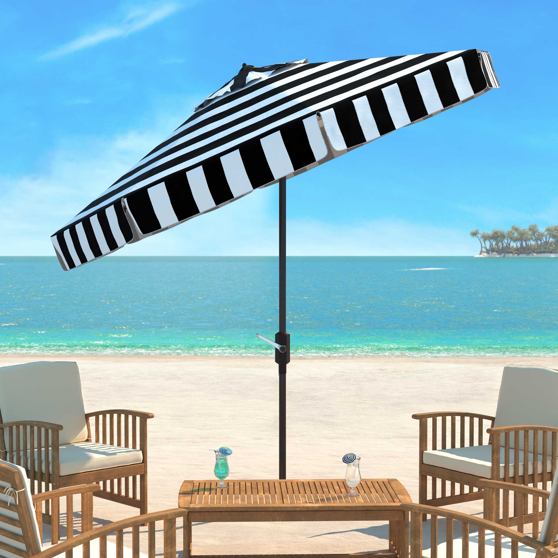 Elita Uv Resistant Auto Tilt Umbrella Black/White - Image 4