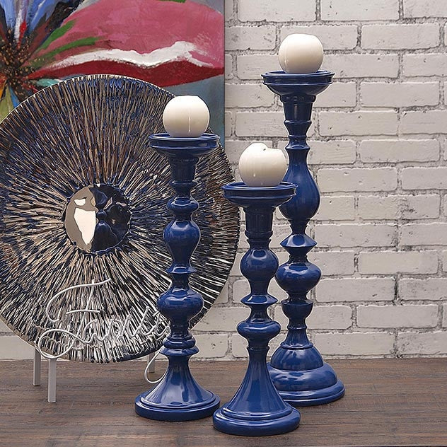 Elite Marine Blue Candle Holders (Set of 3) - Image 2