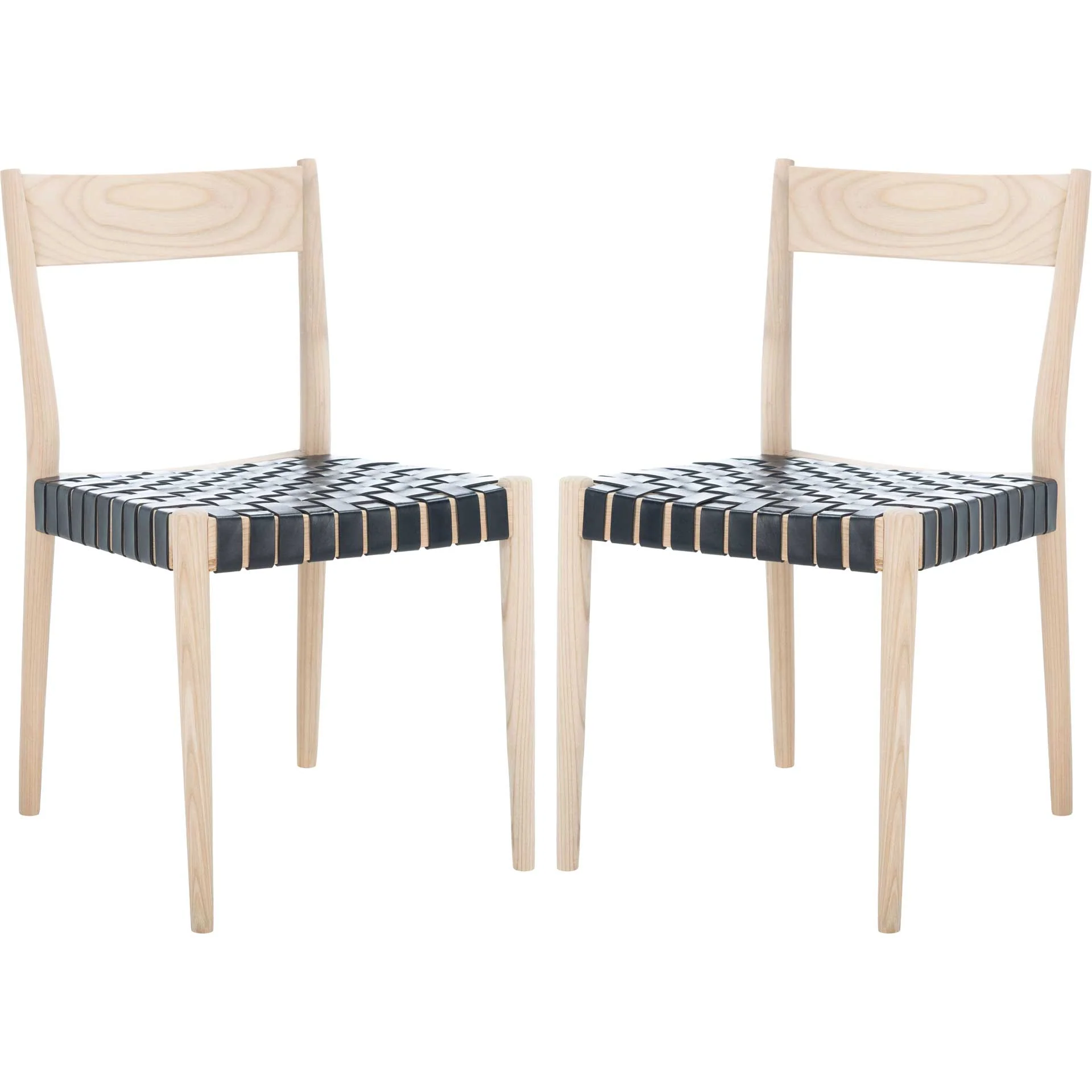 Eliza Leather Dining Chair Black/Natural (Set of 2) - Image 2