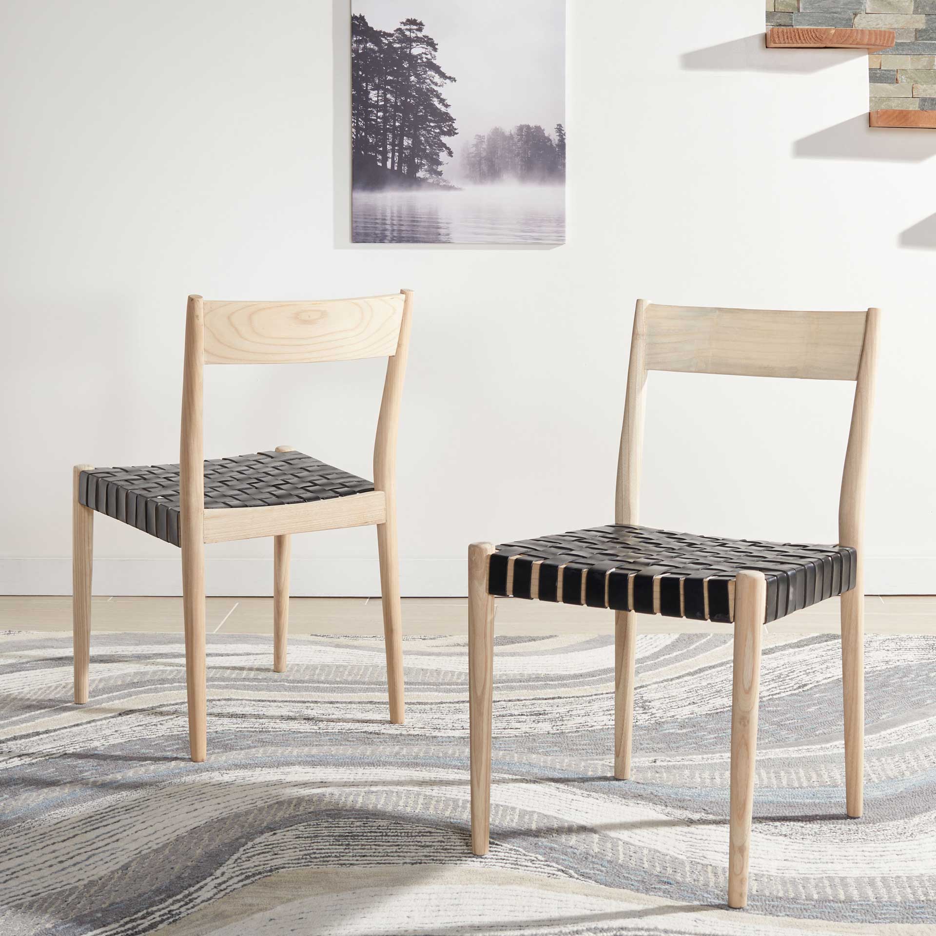 Eliza Leather Dining Chair Black/Natural (Set of 2) - Image 7