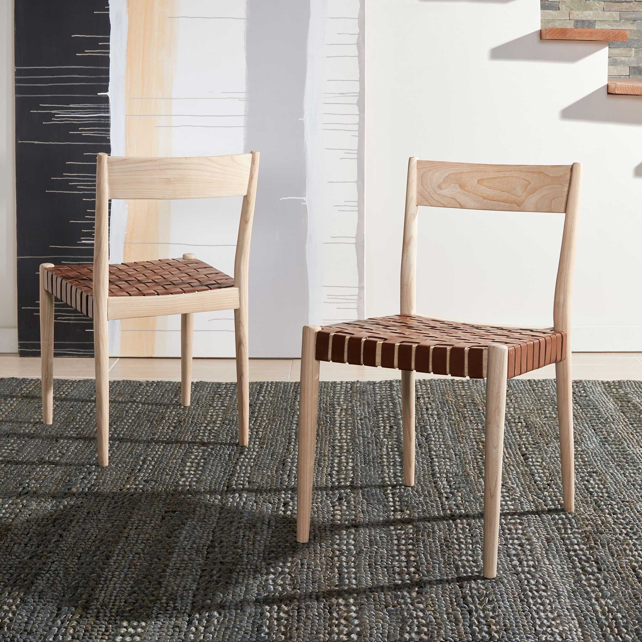 Eliza Leather Dining Chair Cognac/Natural (Set of 2) - Image 10