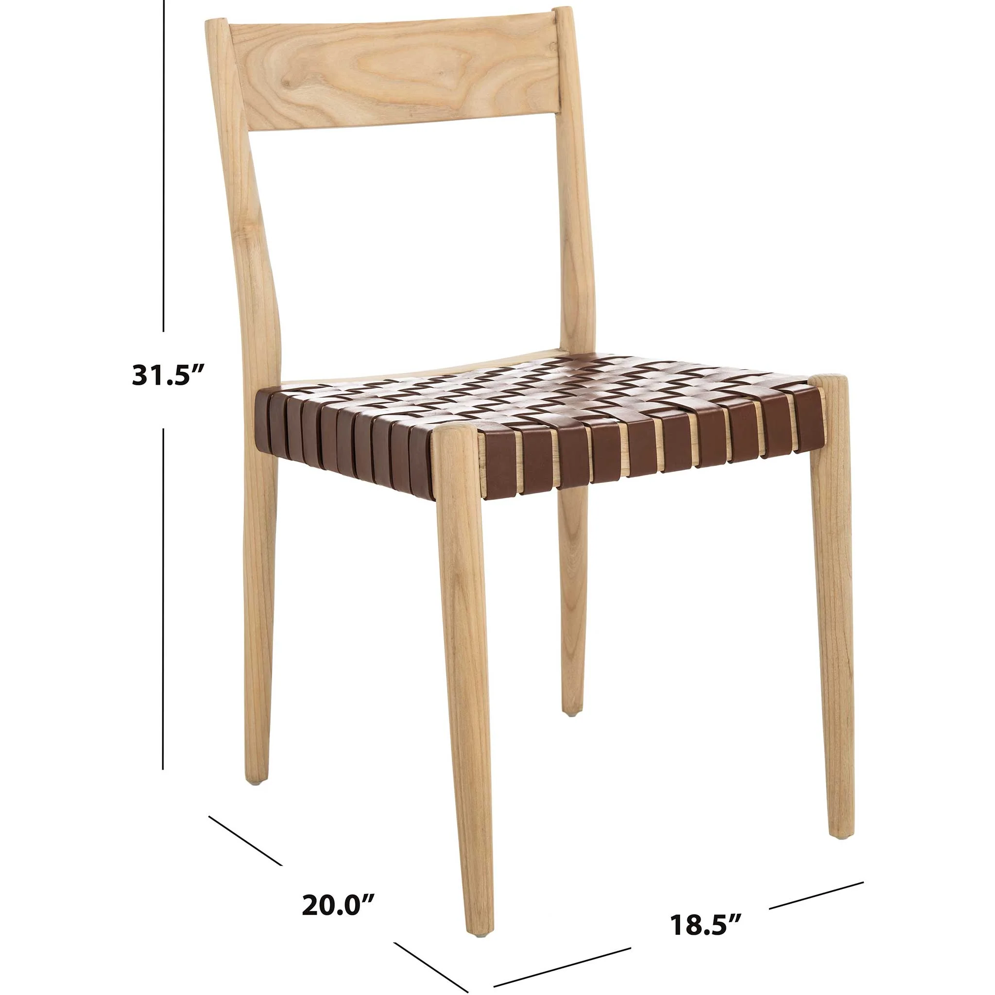 Eliza Leather Dining Chair Cognac/Natural (Set of 2) - Image 8