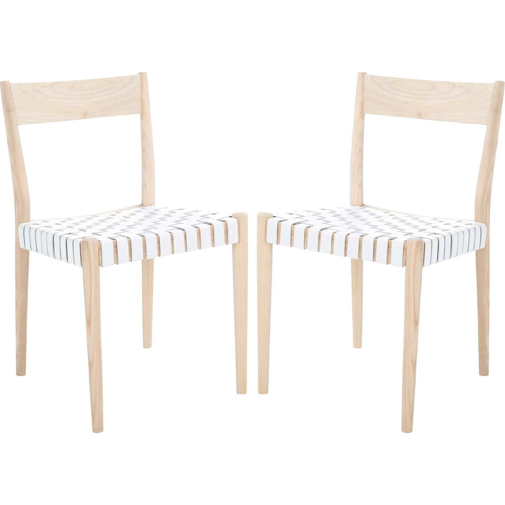 Eliza Leather Dining Chair White/Natural (Set of 2) - Image 2