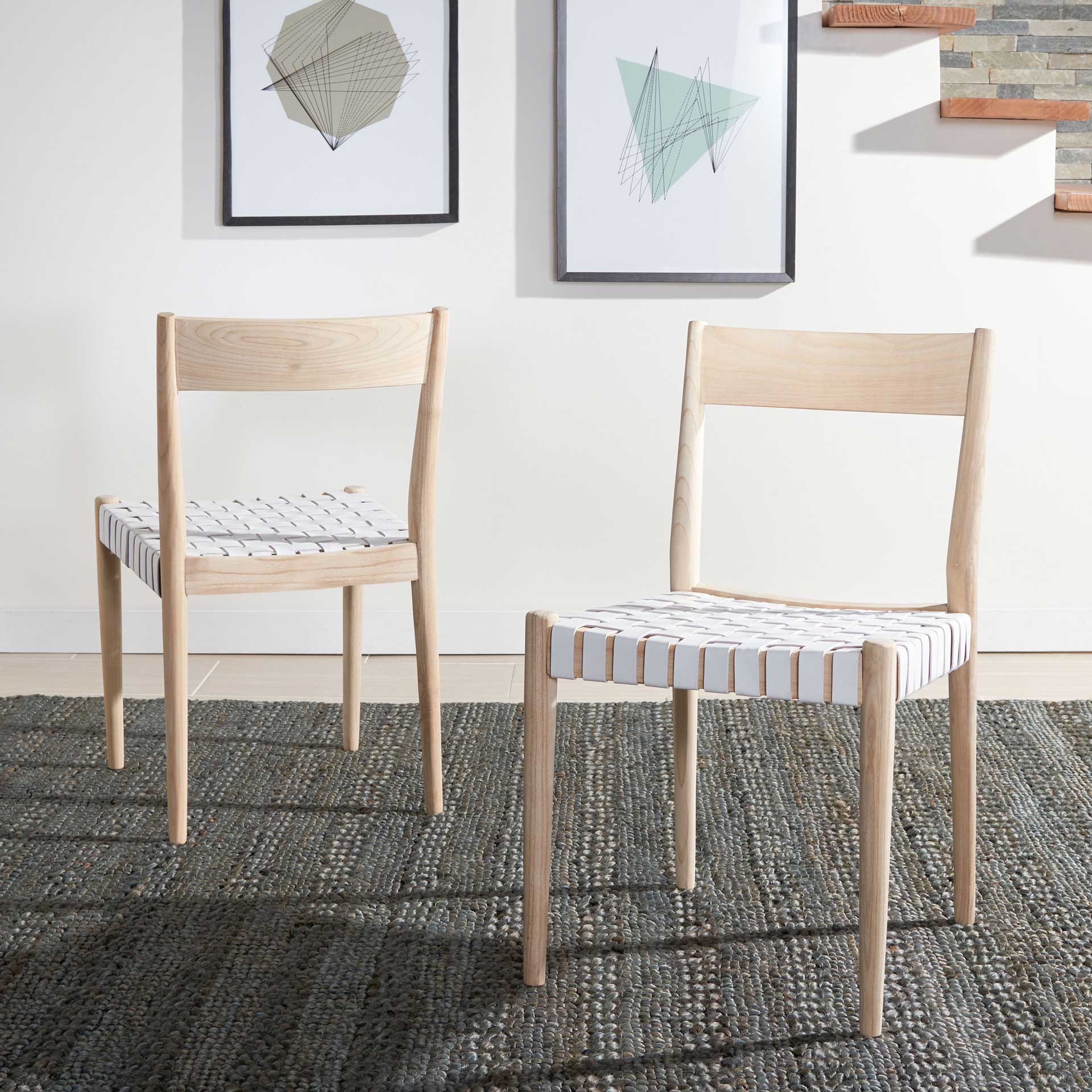 Eliza Leather Dining Chair White/Natural (Set of 2) - Image 7