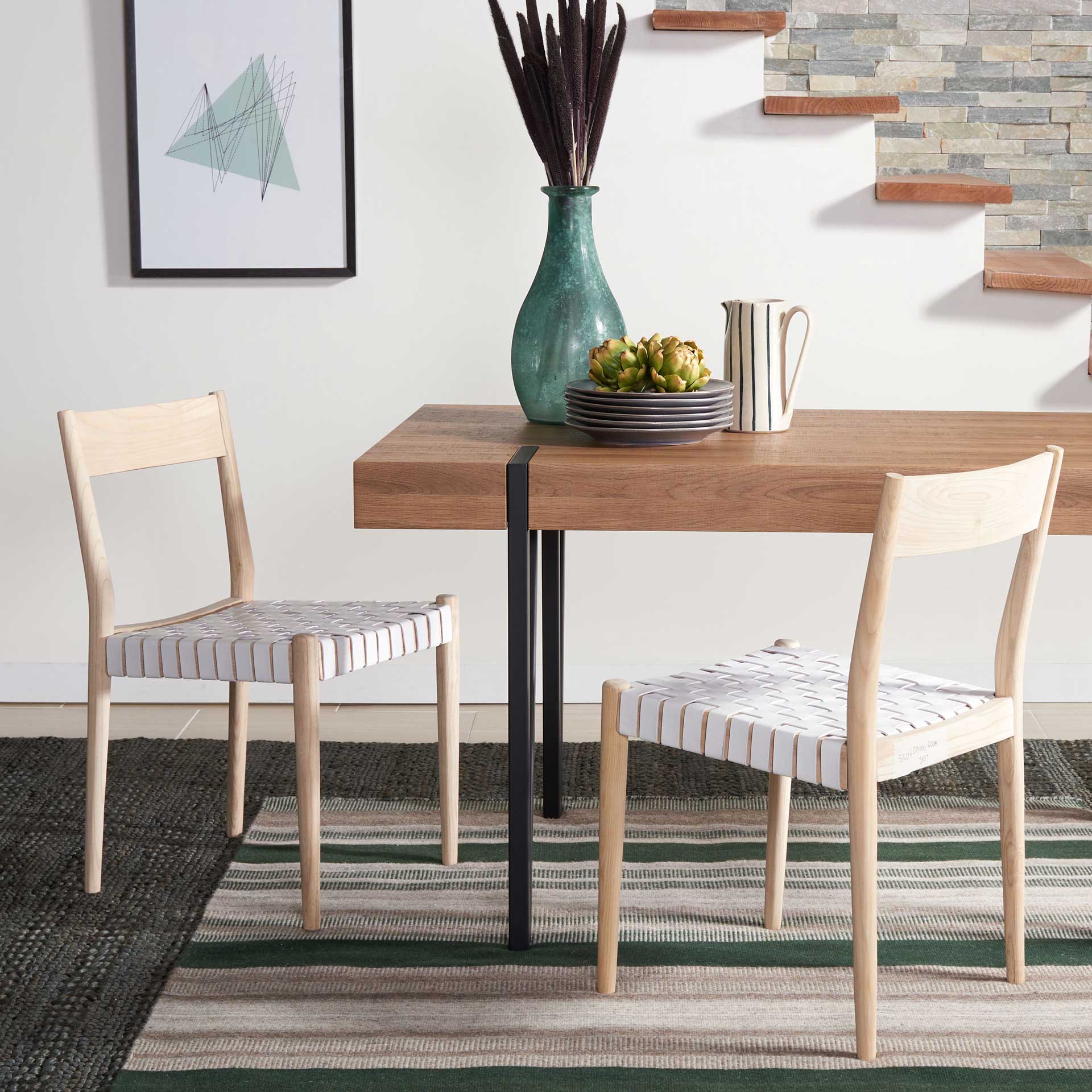 Eliza Leather Dining Chair White/Natural (Set of 2) - Image 8