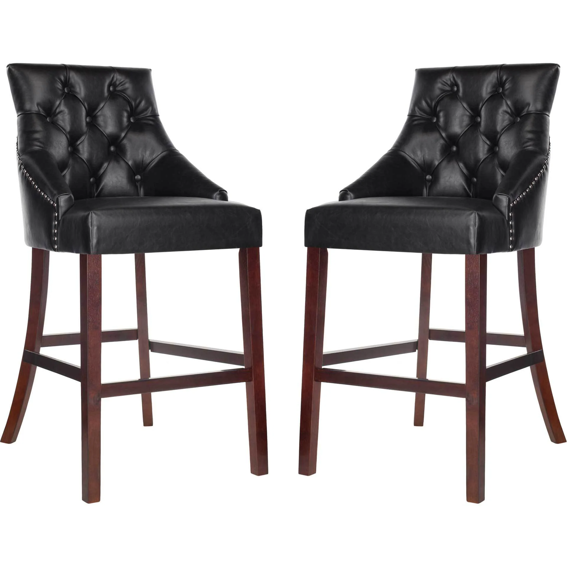 Ellianna Tufted Wing Back Bar Stool Black (Set of 2) - Image 6