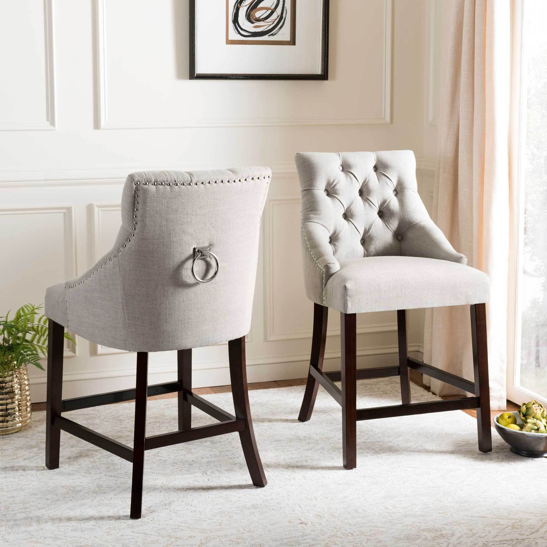 Ellianna Tufted Wing Back Bar Stool Light Gray (Set of 2) - Image 14