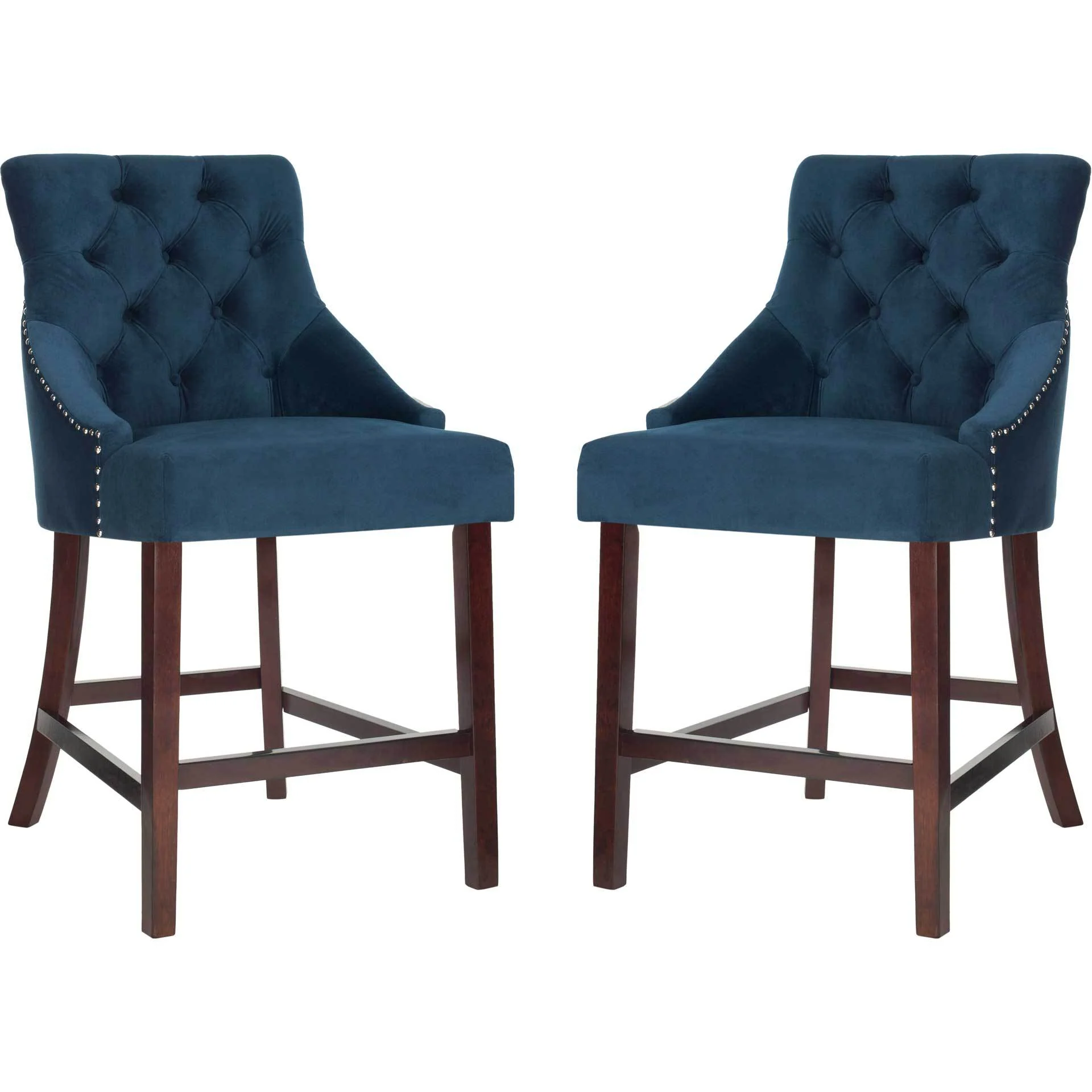 Ellianna Tufted Wing Back Bar Stool Navy (Set of 2) - Image 13