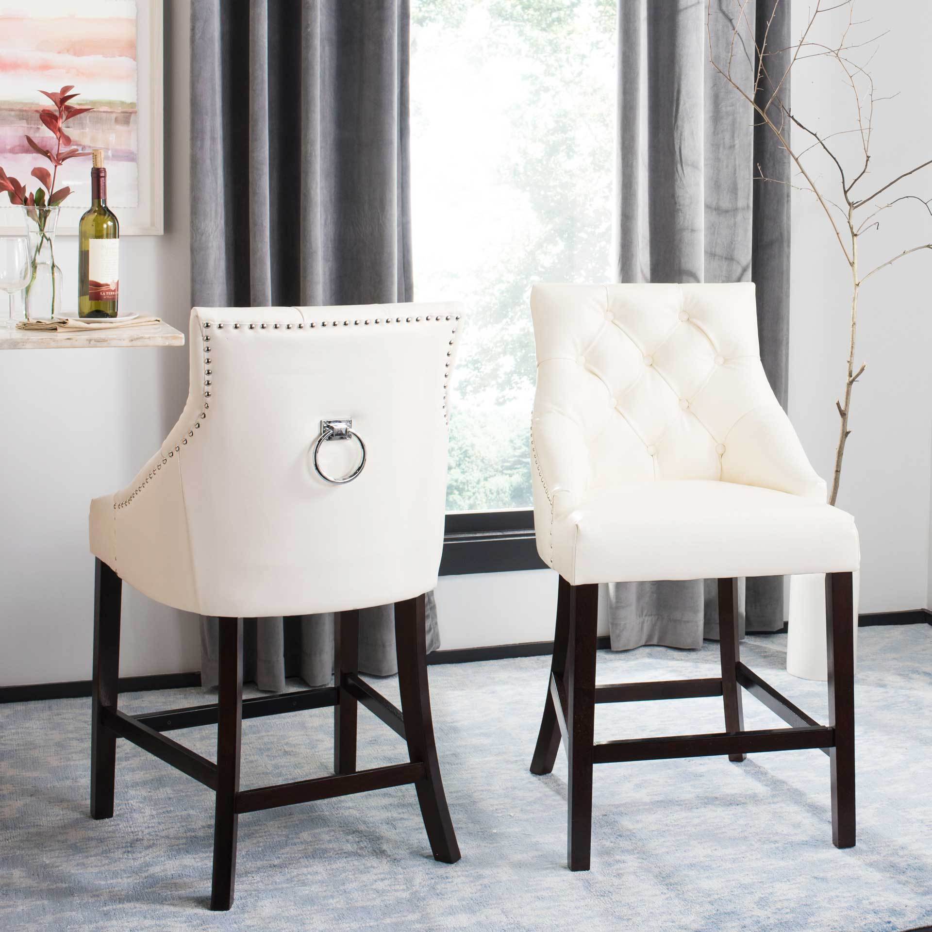 Ellianna Tufted Wing Back Bar Stool White (Set of 2) - Image 13