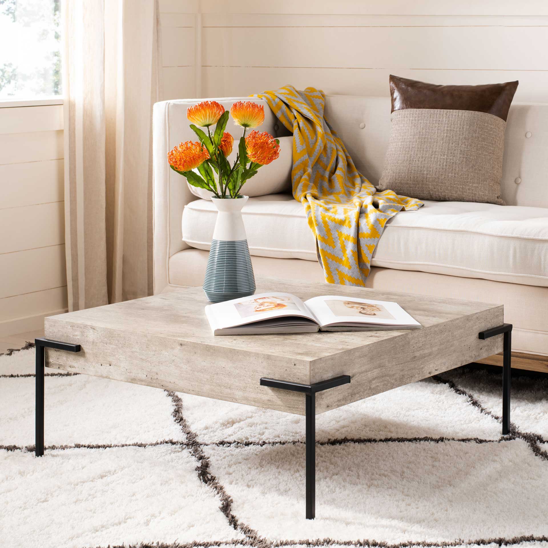 Elliot Square Coffee Table Light Gray/Black - Image 6