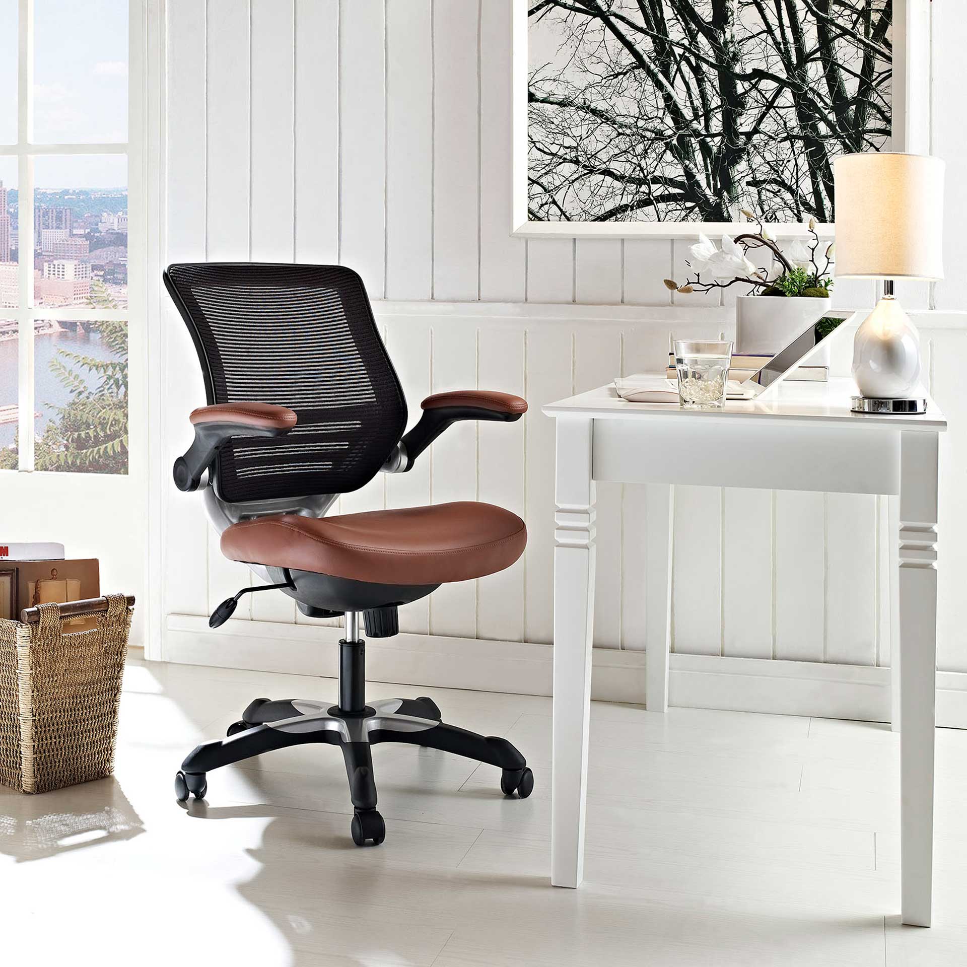 Eloise Vinyl Office Chair Tan - Image 4