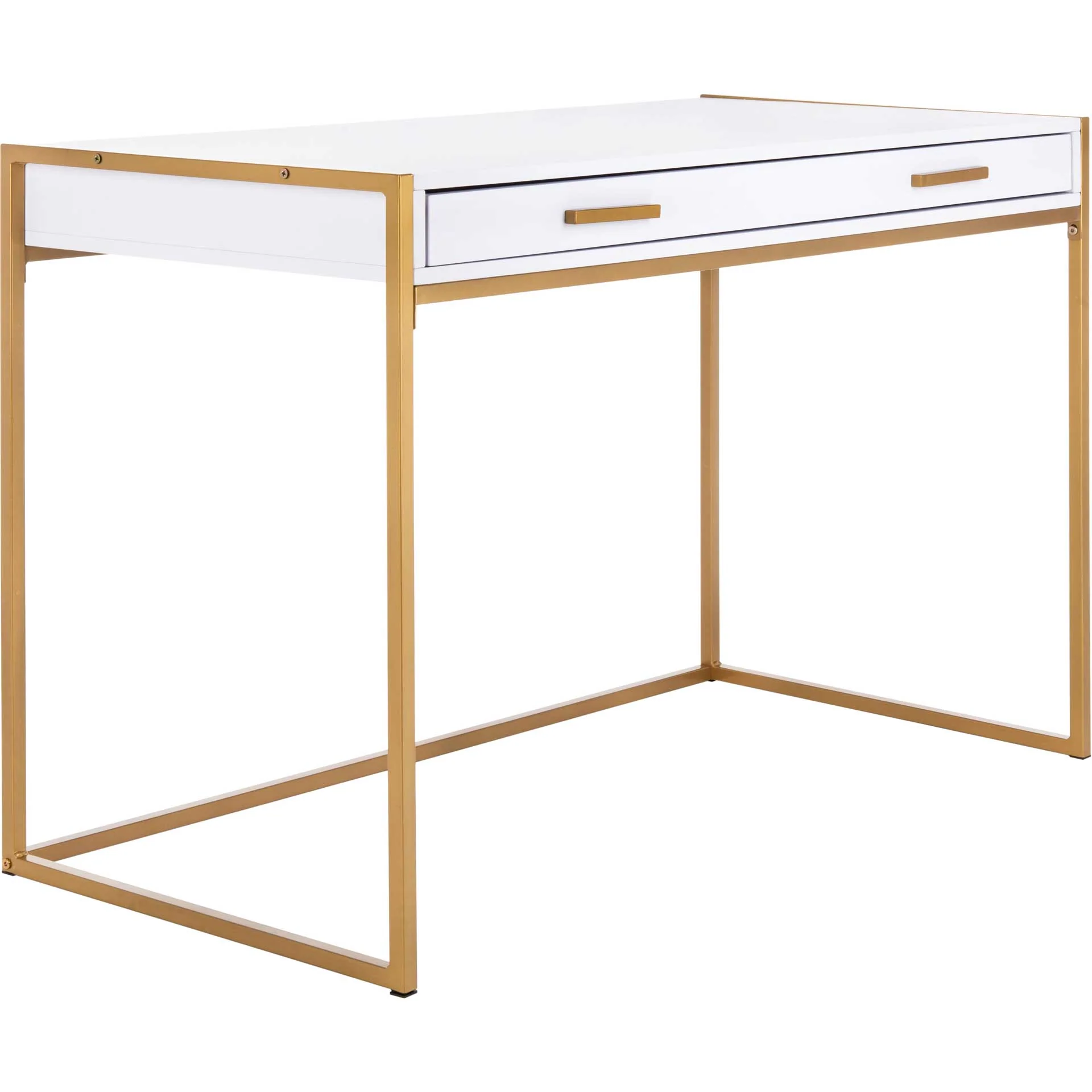 Elvis 1 Drawer Desk White/Gold - Image 2