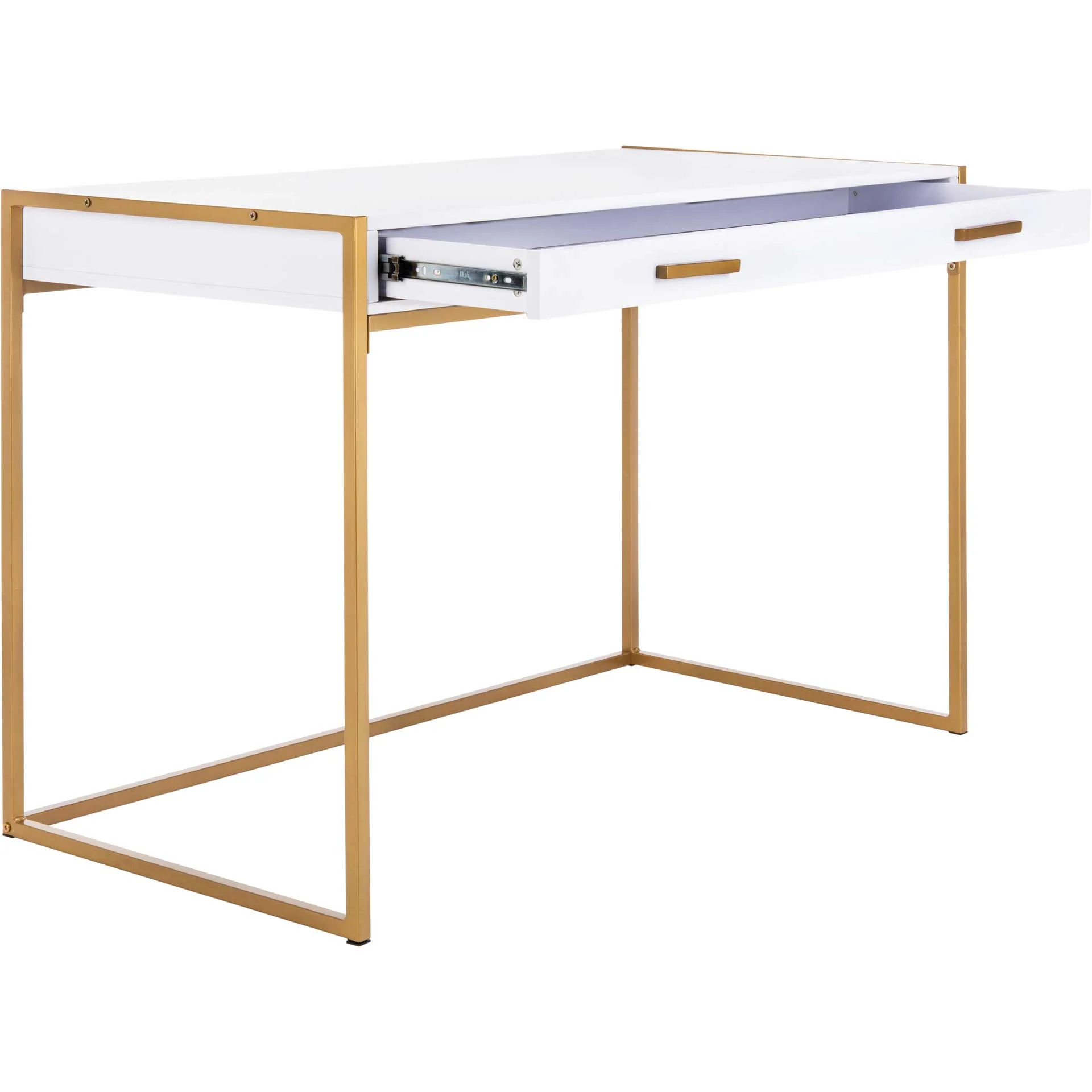 Elvis 1 Drawer Desk White/Gold - Image 6