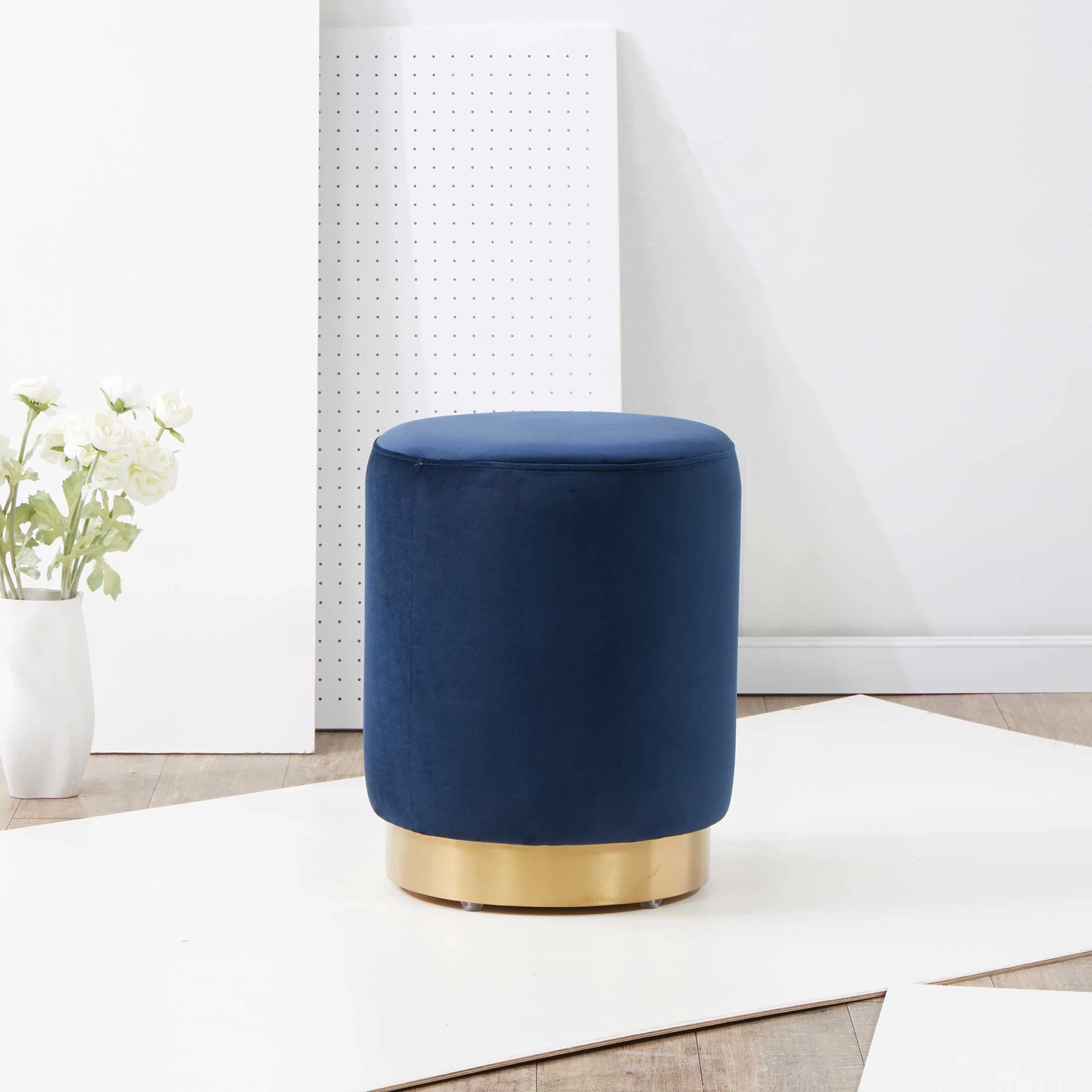 Elyse Ottoman Navy/Brass - Image 4
