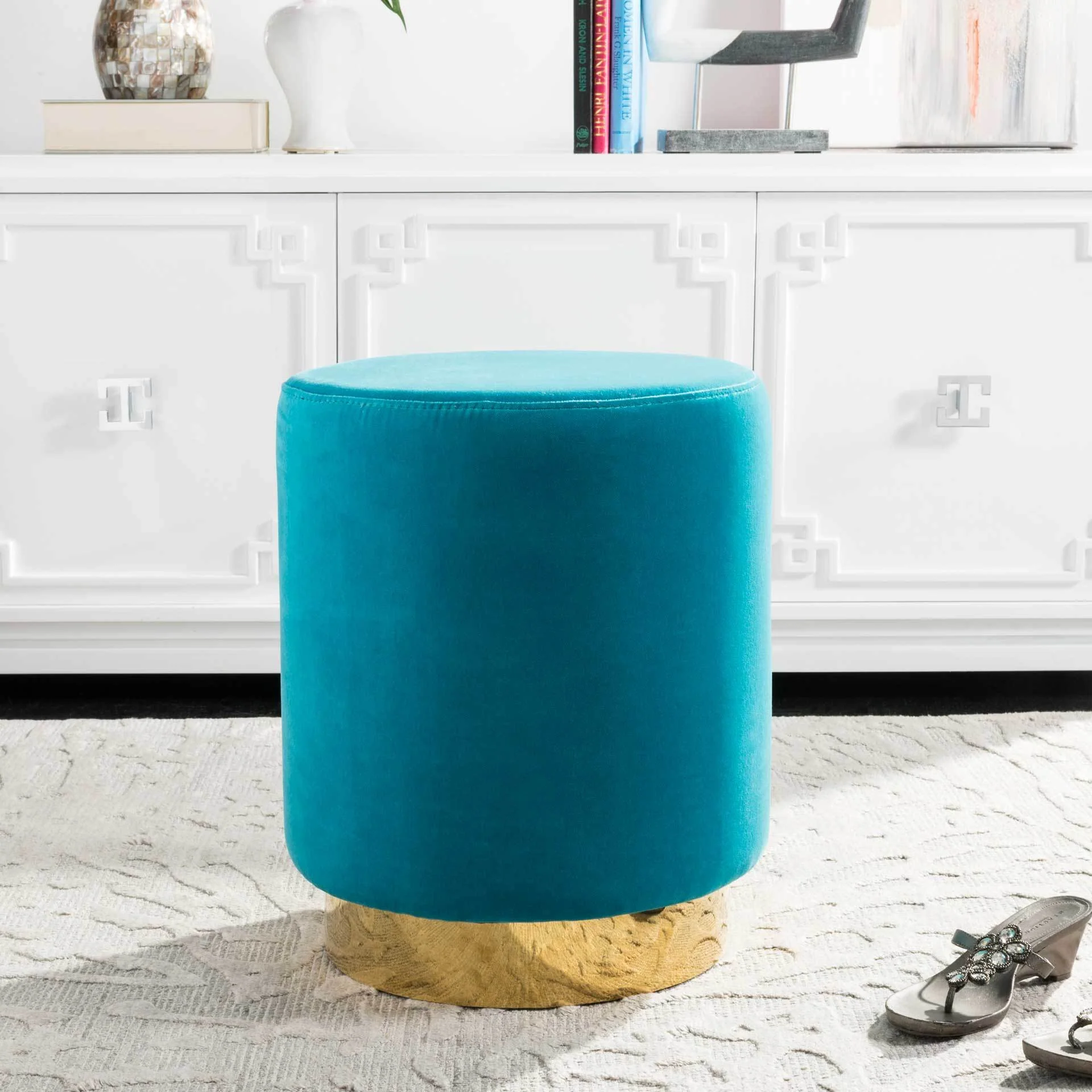Elyse Ottoman Turquoise/Brass - Image 4