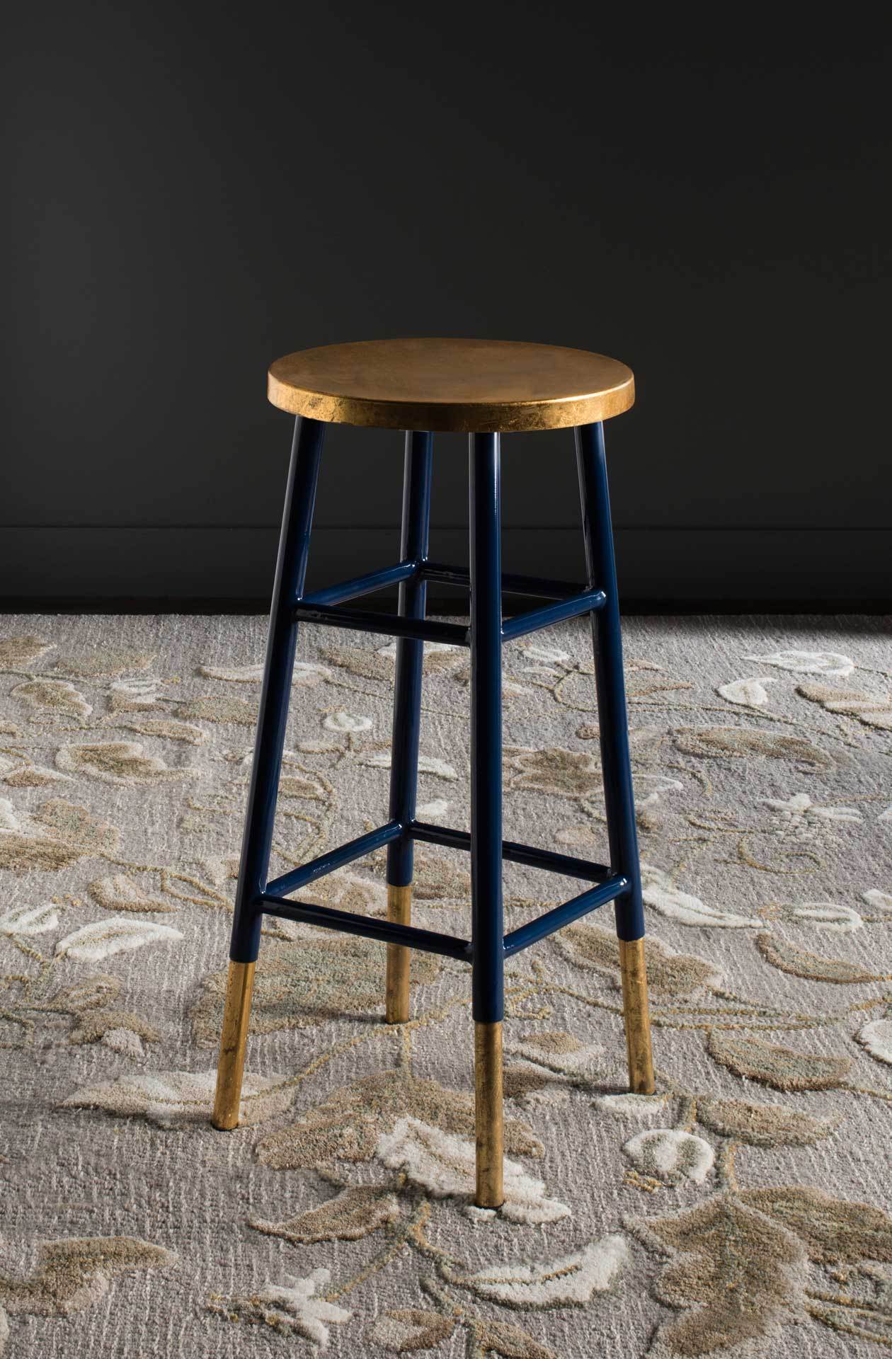 Ema Dipped Gold Leaf Bar Stool Navy - Image 3