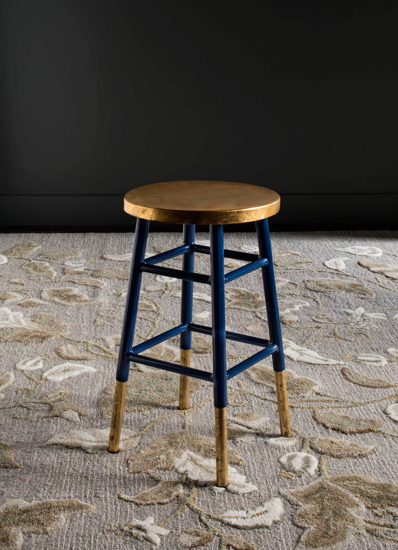 Ema Dipped Gold Leaf Bar Stool Navy - Image 6